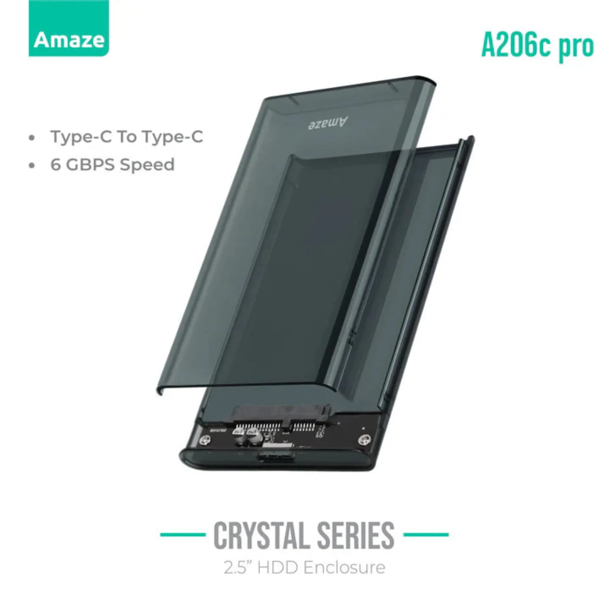 Amaze A206c Phantom Transparent 2.5 Inch HDD Enclosure with Type-C Connection