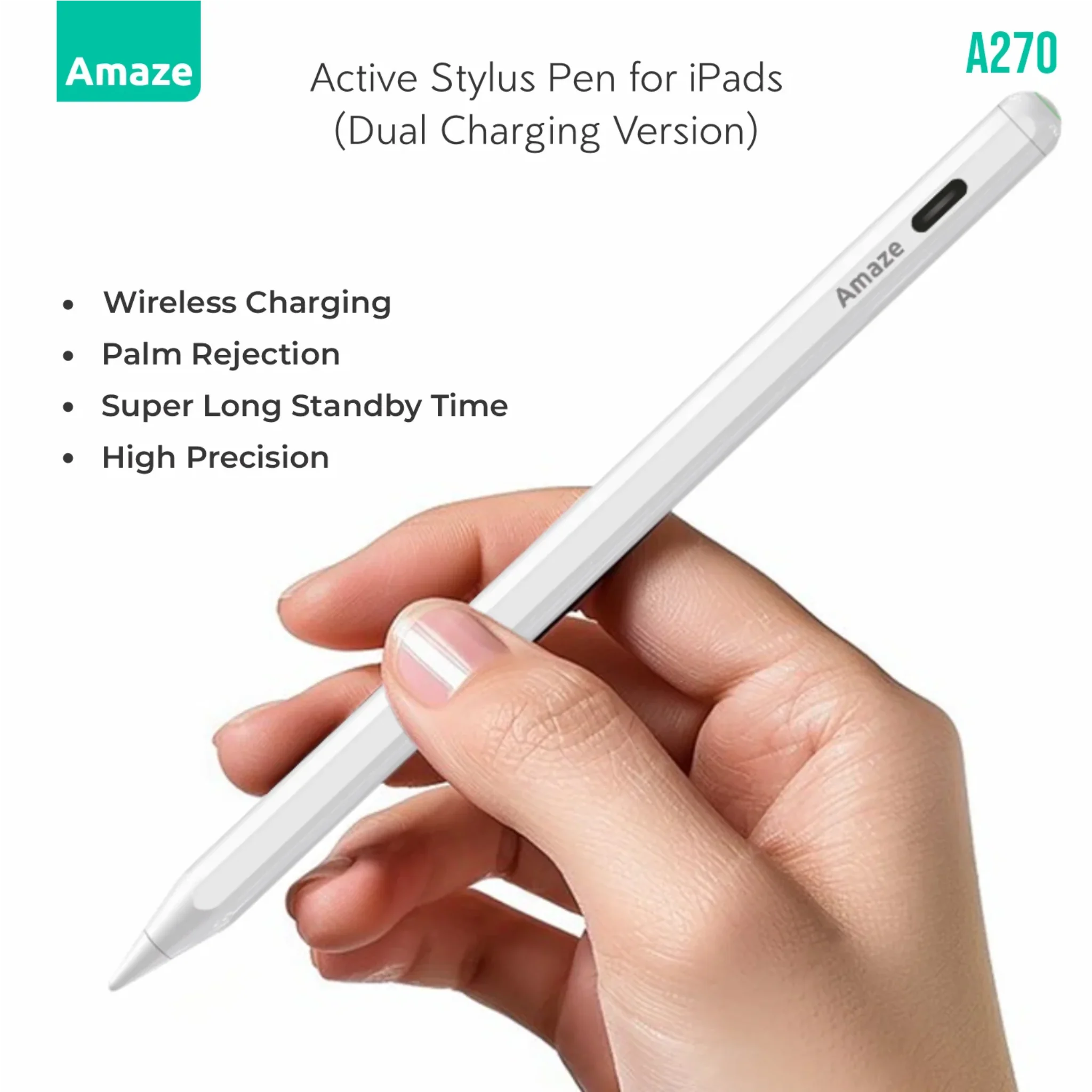 Amaze A270 Active Stylus Pen for iPads - Dual Charging