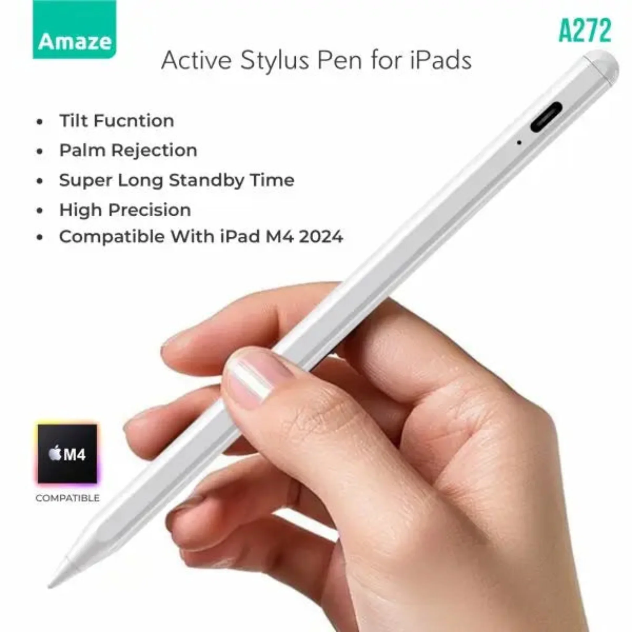 Amaze A272 Active Stylus Pen for iPads with M4 Chip - White