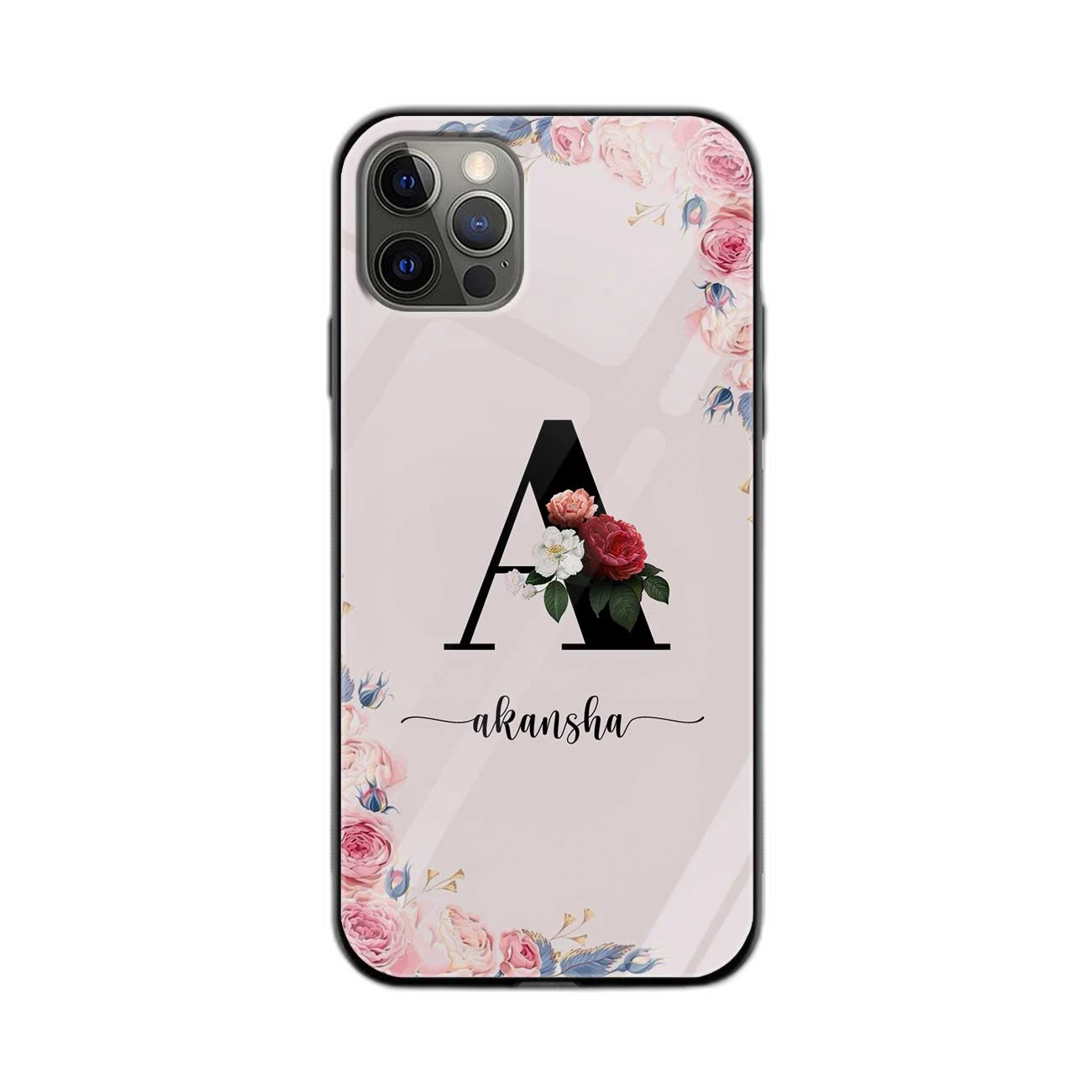 Floral Name Personalised Pink Apple iPhone 11 Pro Max Back Cover