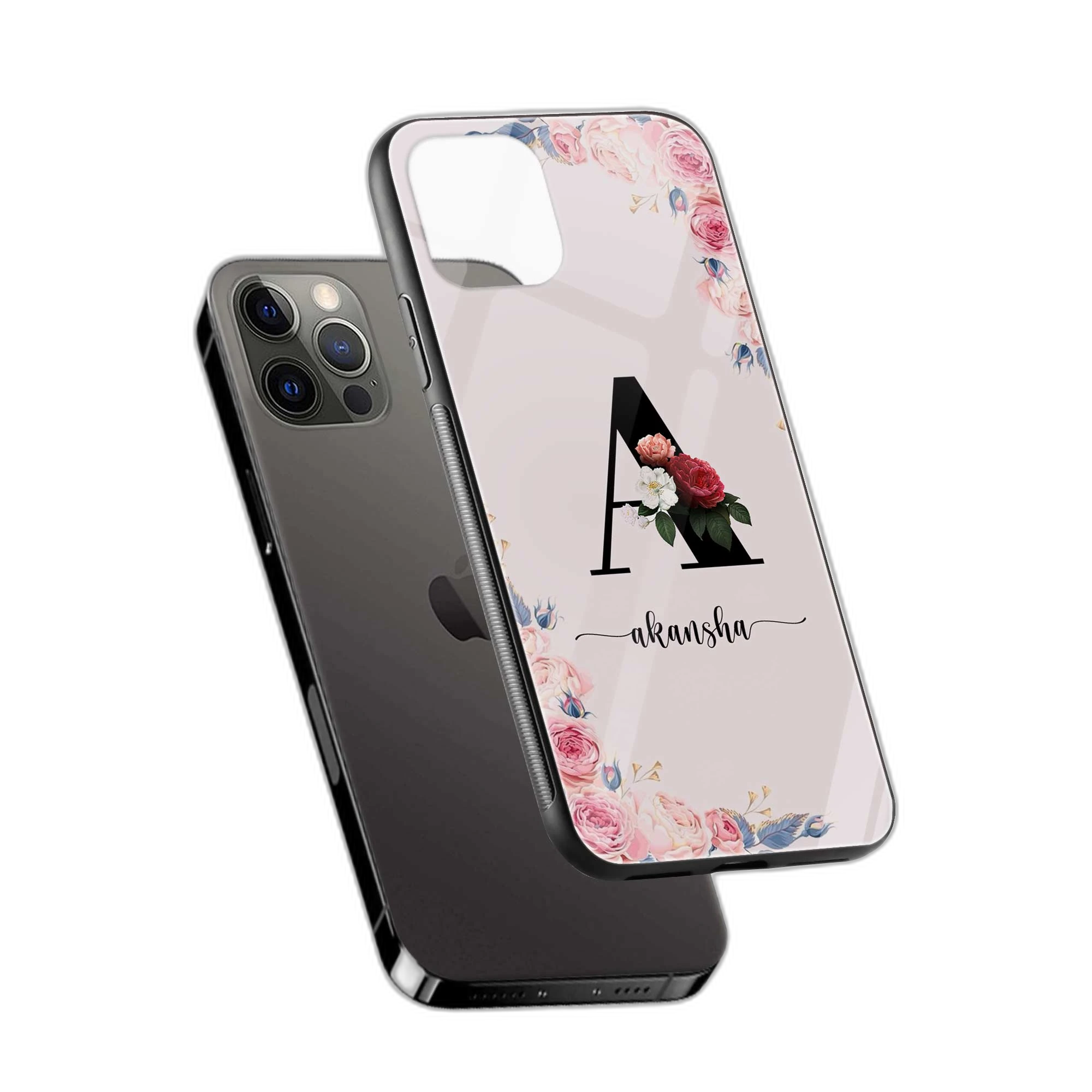 Floral Name Personalised Pink Apple iPhone 11 Pro Max Back Cover view 2