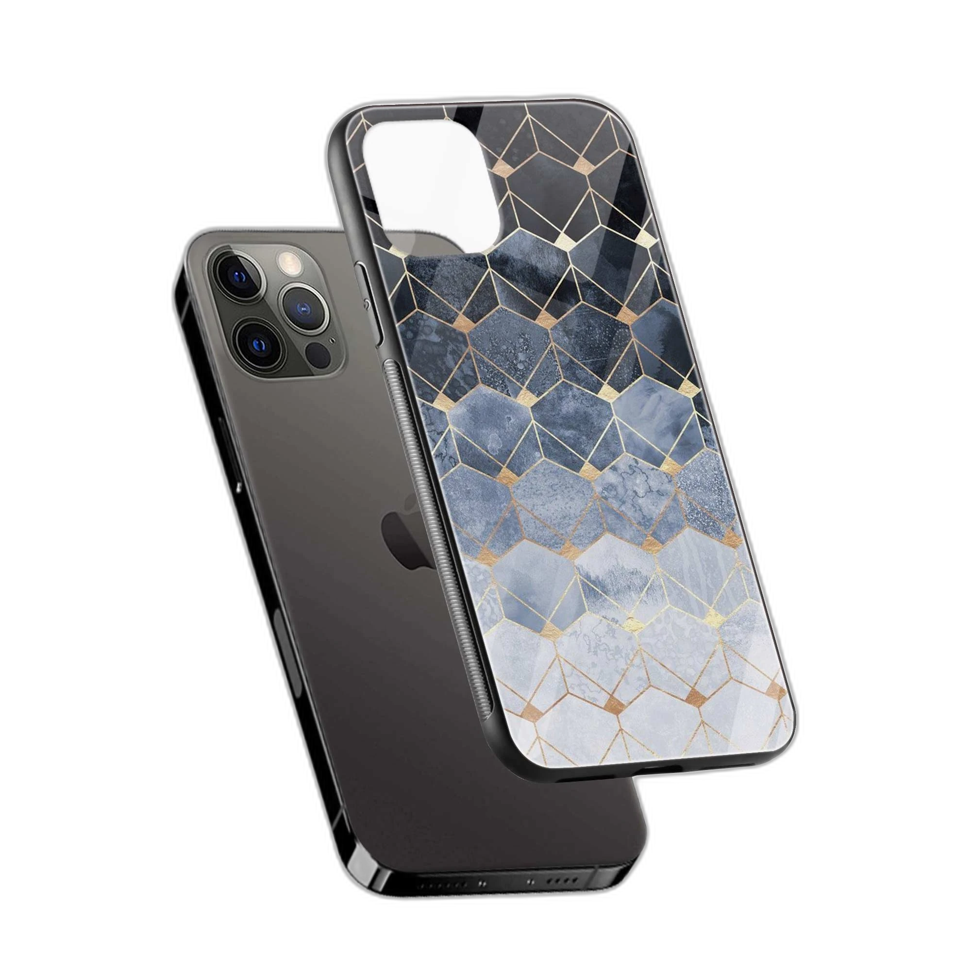 Golden Hexagon Marble Apple iPhone 11 Pro Max Back Cover view 2