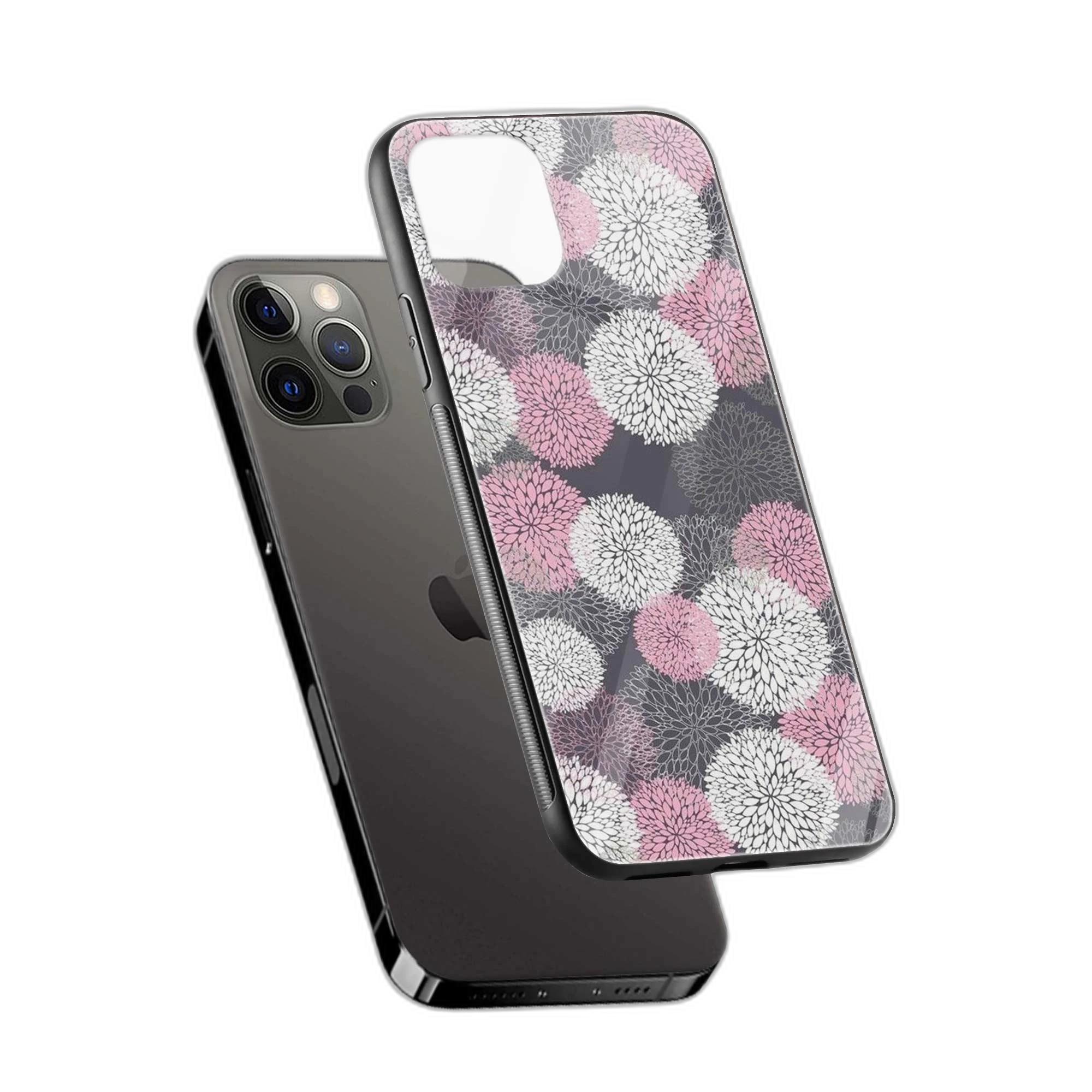 Pink Greyish Flowers Apple iPhone 11 Pro Max Back Cover view 2