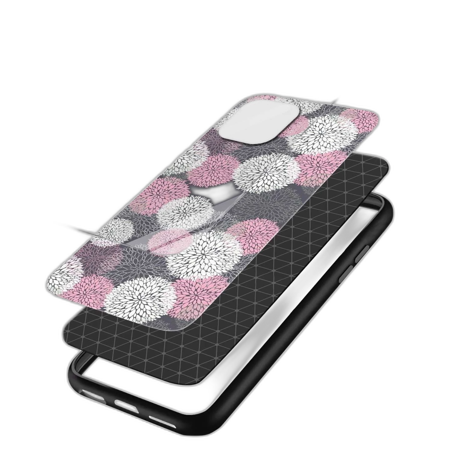 Pink Greyish Flowers Apple iPhone 11 Pro Back Cover view 2