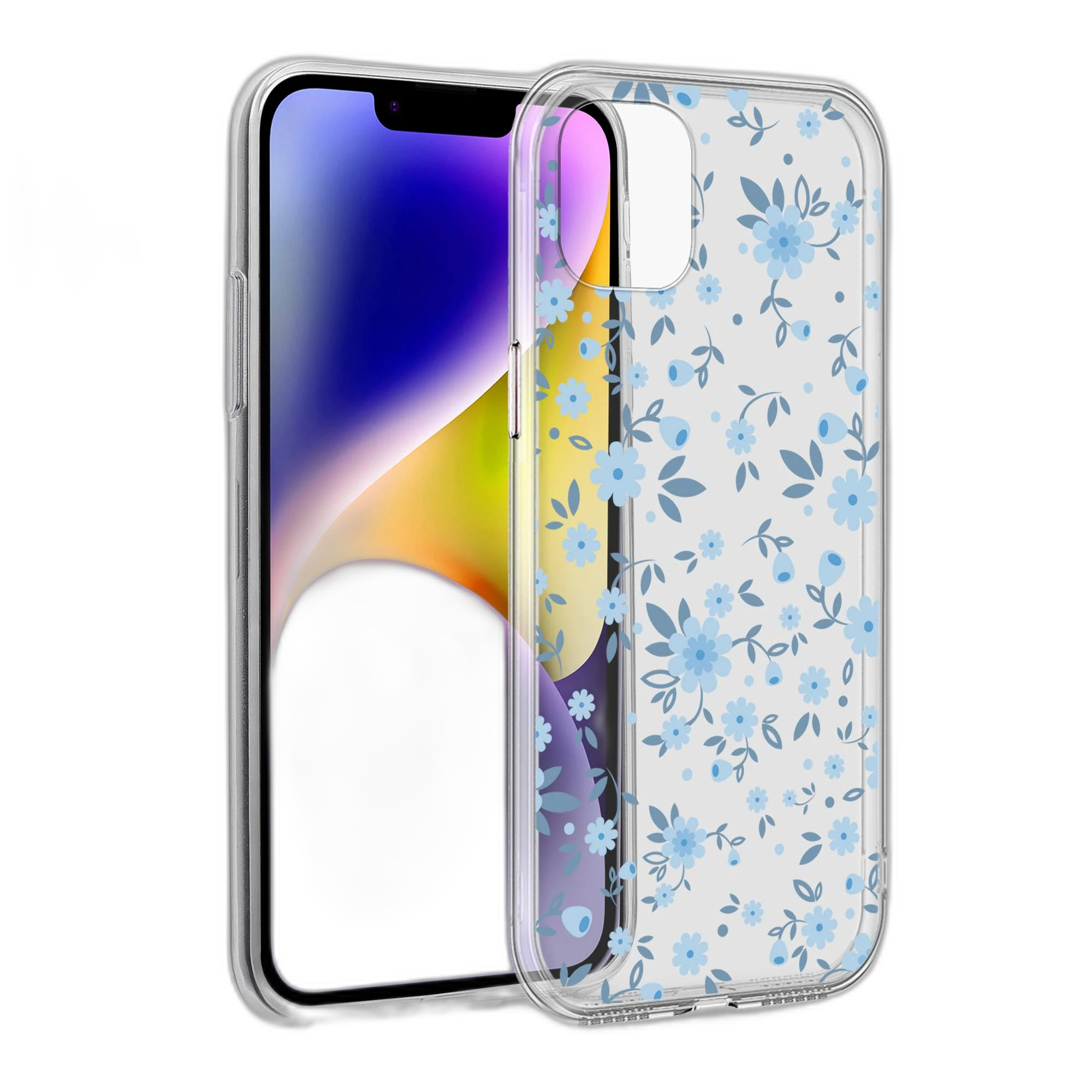 Blue Flowers iPhone 11 Back Cover view 2