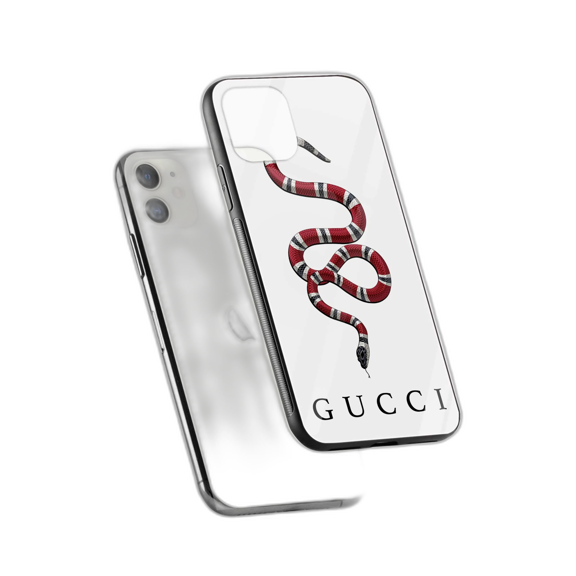 White Gucci Snake Apple iPhone  11 Back Cover view 2