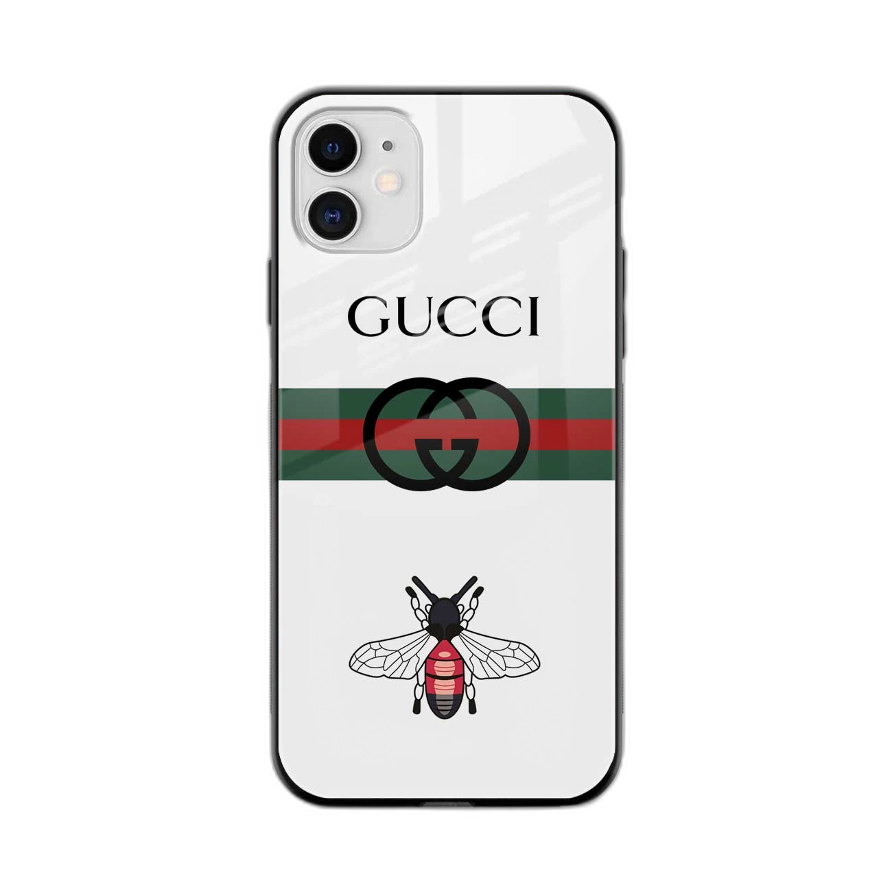White Gucci Strips   Apple iPhone  11 Back Cover