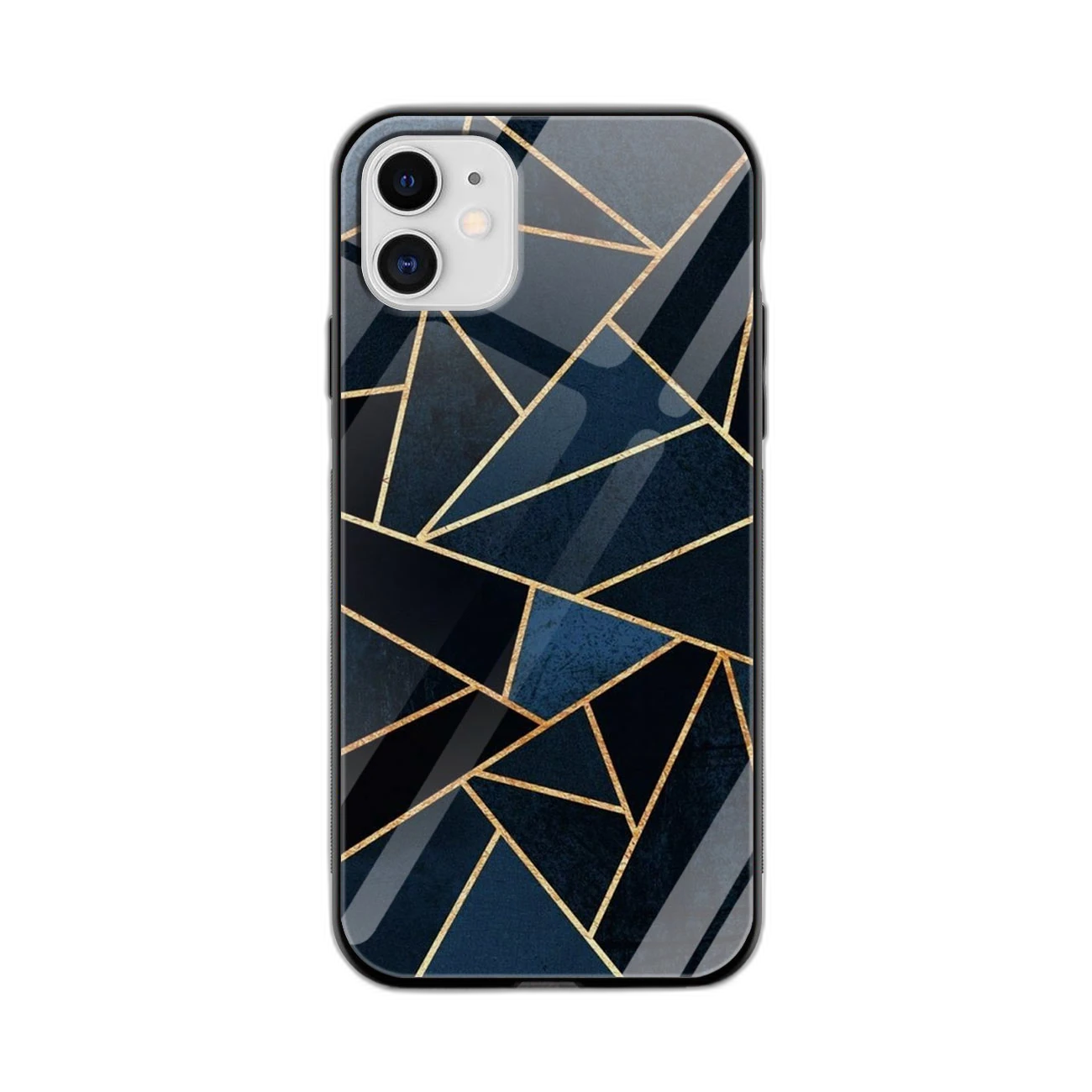 Diagonal Marble Golden Cut Glass Phone Cover For Apple iPhone 12 Mini