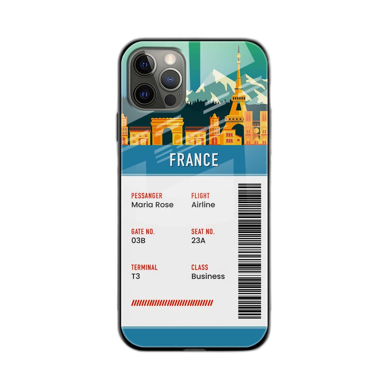 France Boarding Pass  Apple iPhone 13 Pro Max  Back Cover