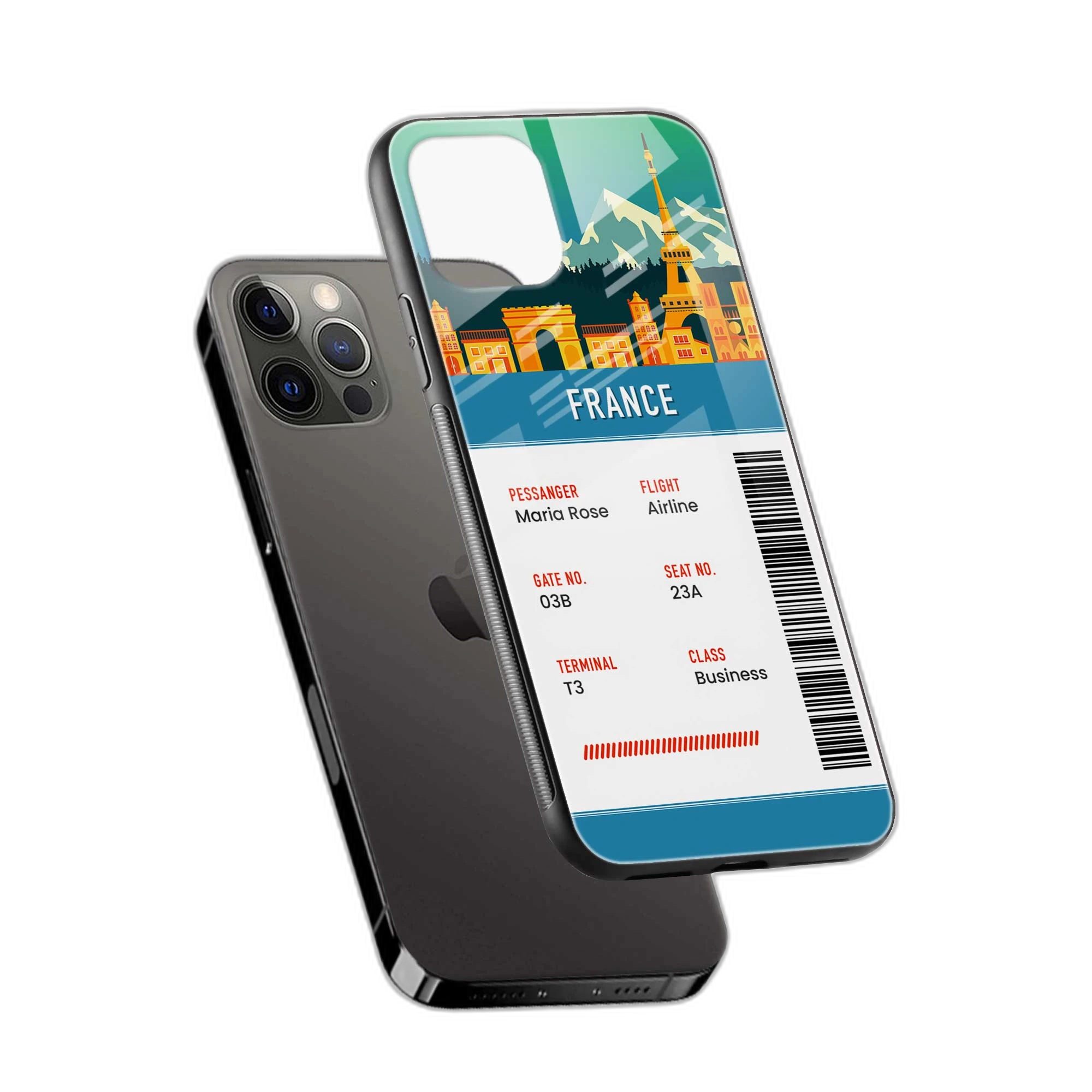 France Boarding Pass  Apple iPhone 13 Pro Max  Back Cover view 2
