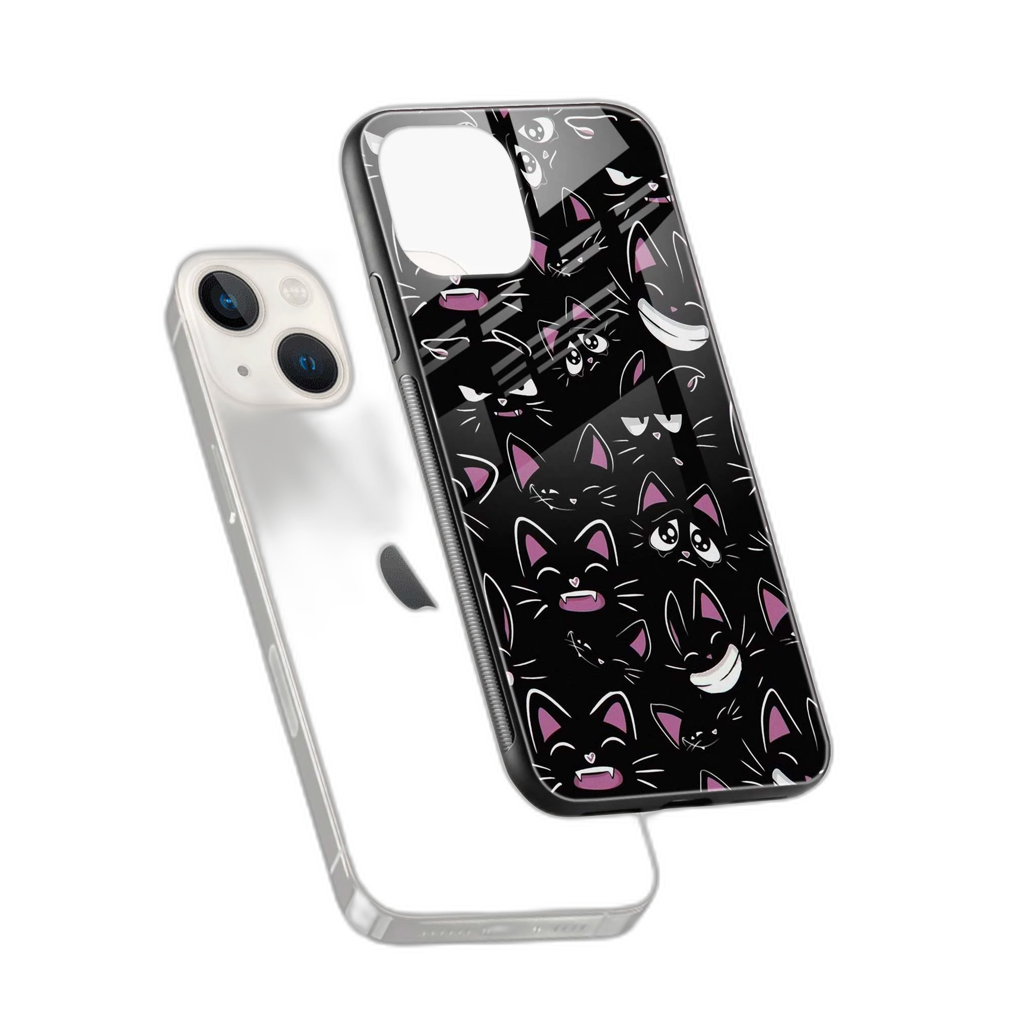 Cute Black Cat iPhone 13 Back Cover view 2