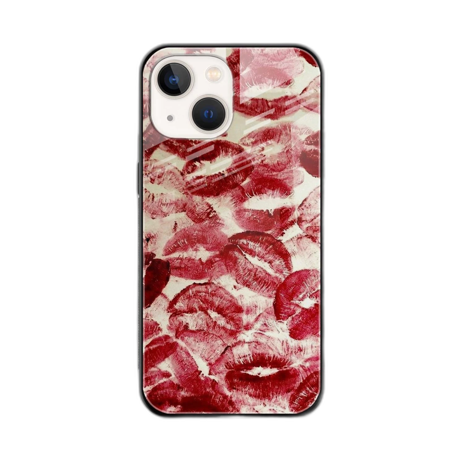 Lipstick Kiss Print iPhone 14 Plus Back Cover view 2