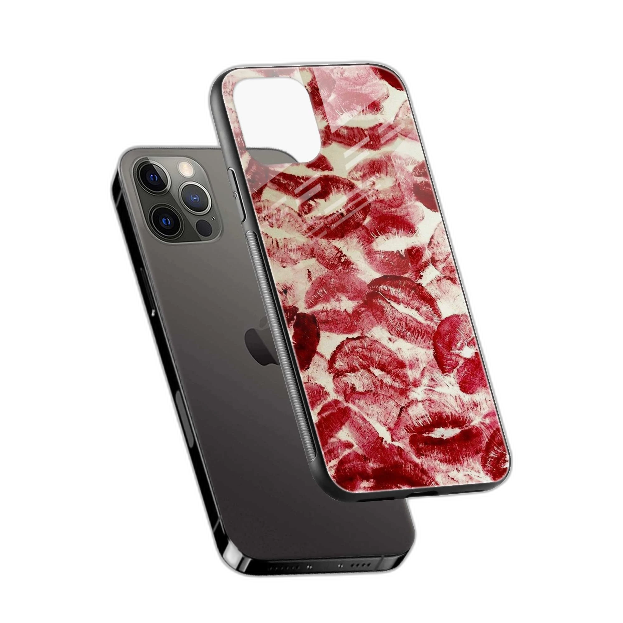 Lipstick Kiss Print iPhone 14 Pro Back Cover view 2