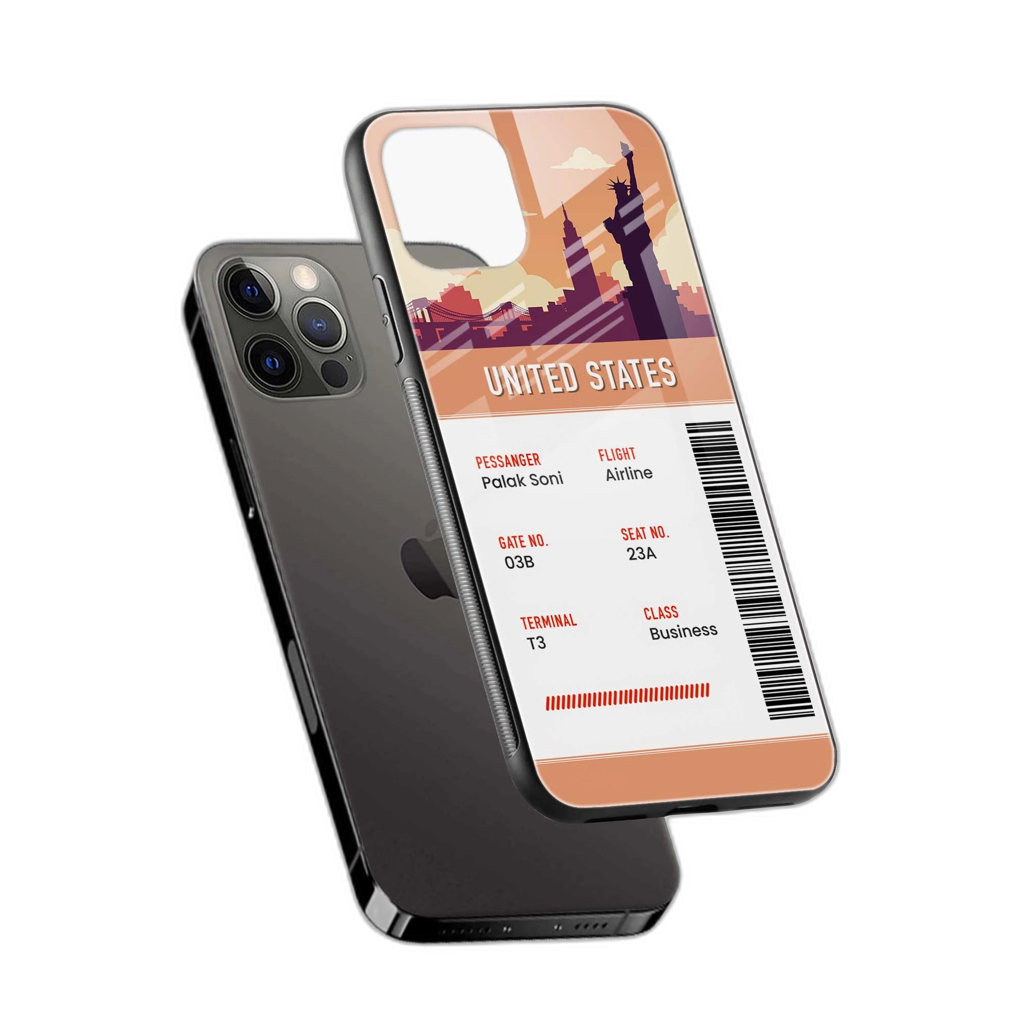 United States Boarding Pass iPhone 14 Pro Back Cover view 2