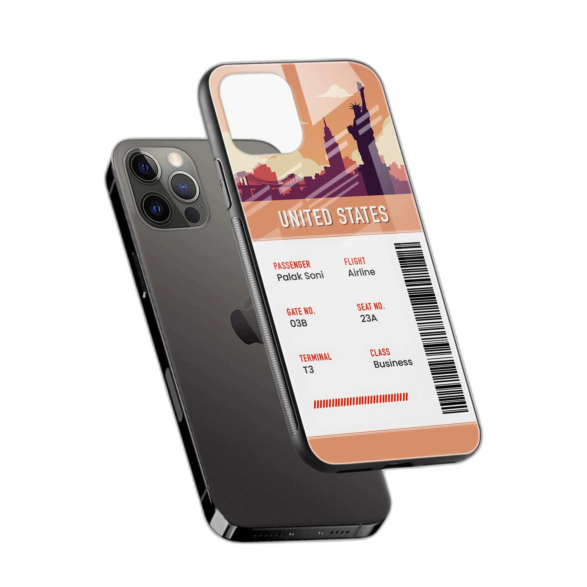 United States Boarding Pass iPhone 16 Pro Back Cover view 2