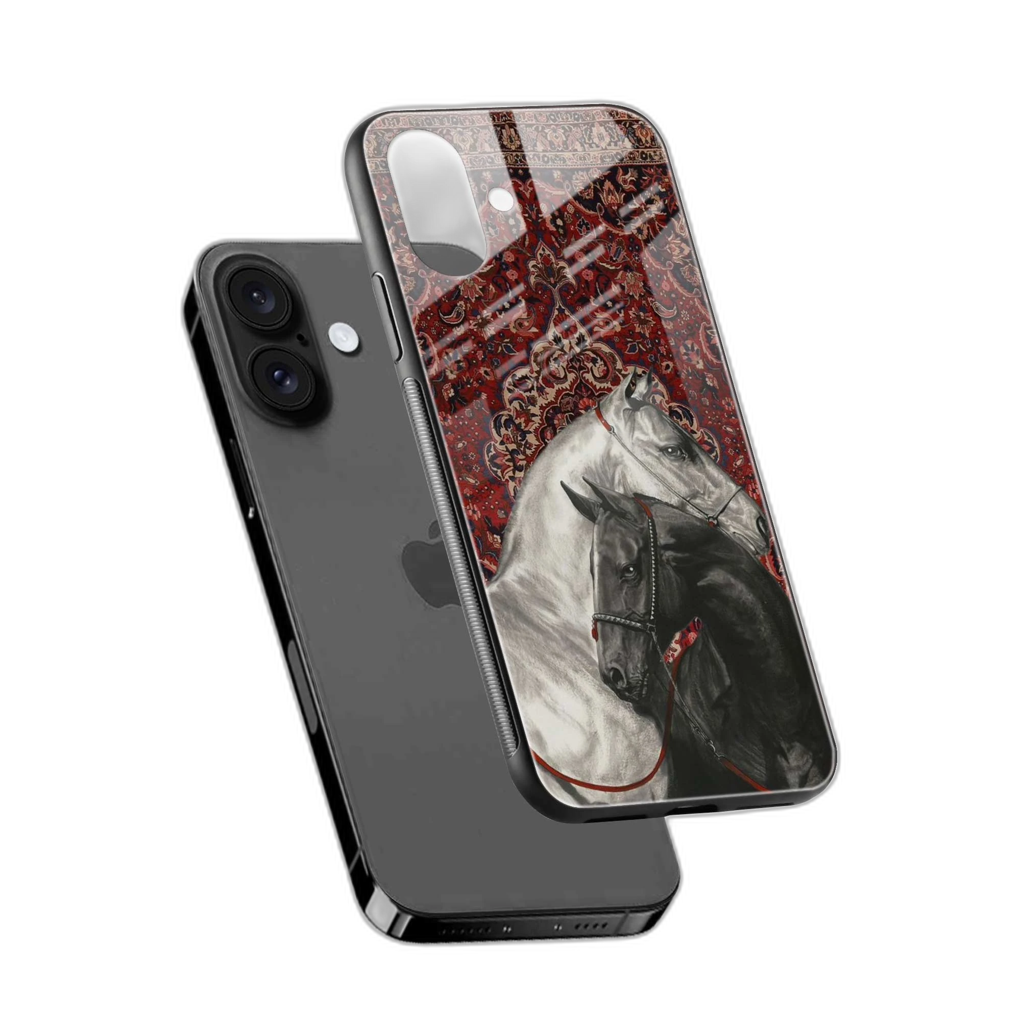 Black And White Horse iPhone 16 Back Cover view 2