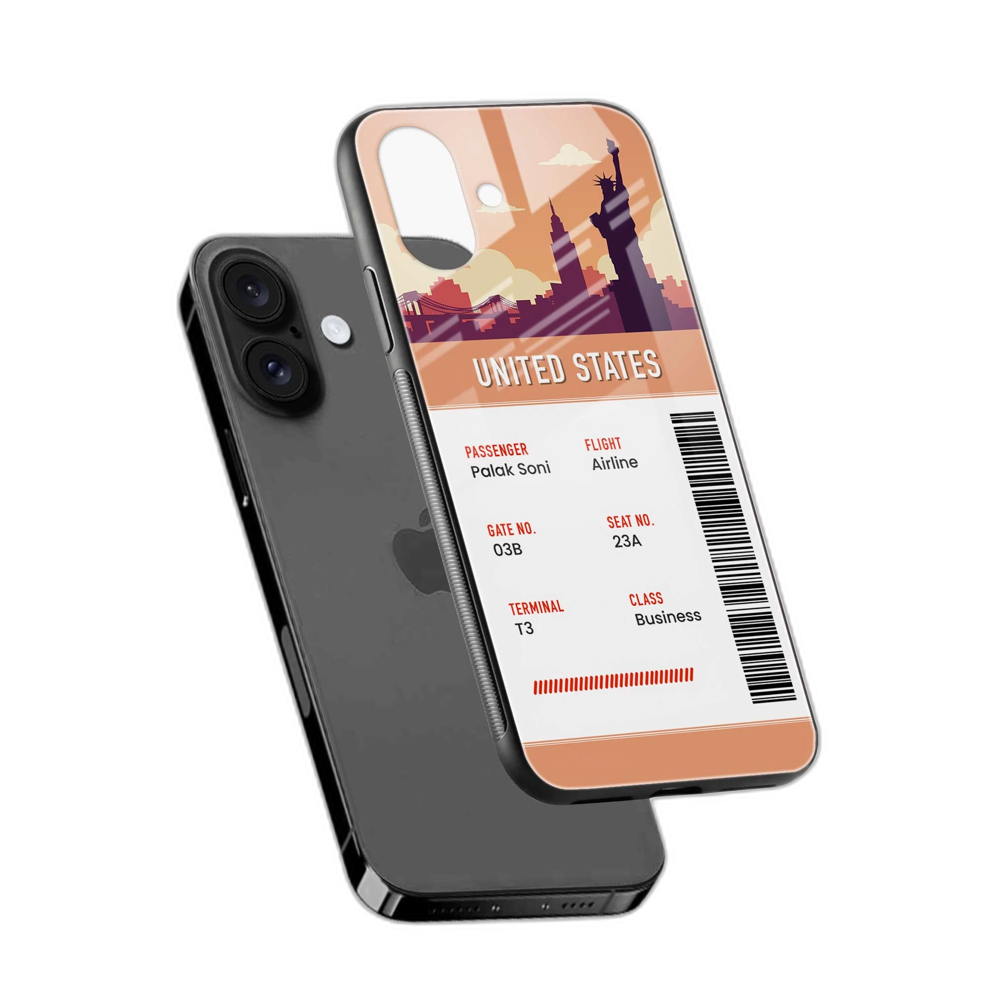 United States Boarding Pass iPhone 16 Case view 2