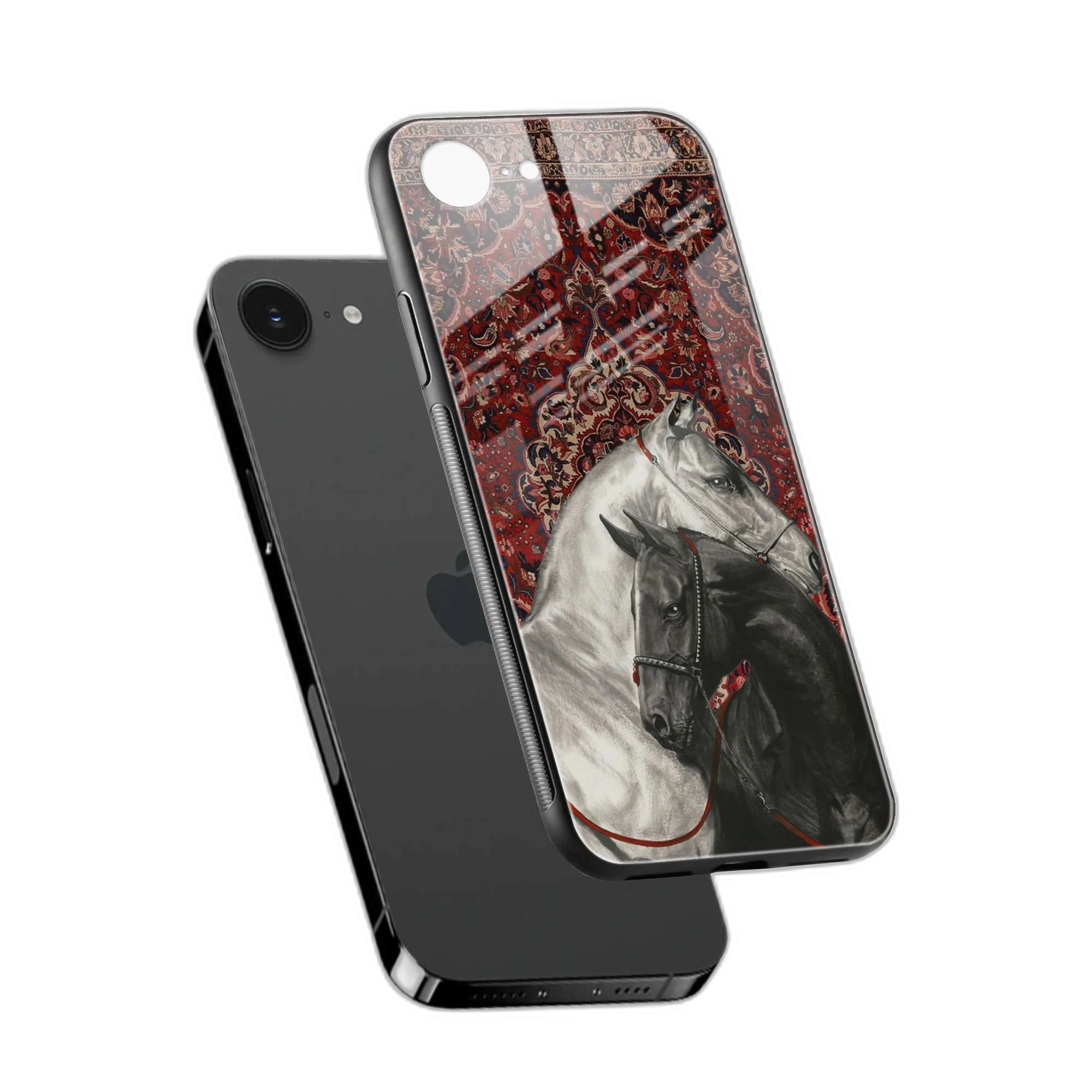 Black And White Horse iPhone 16e Back Cover view 2