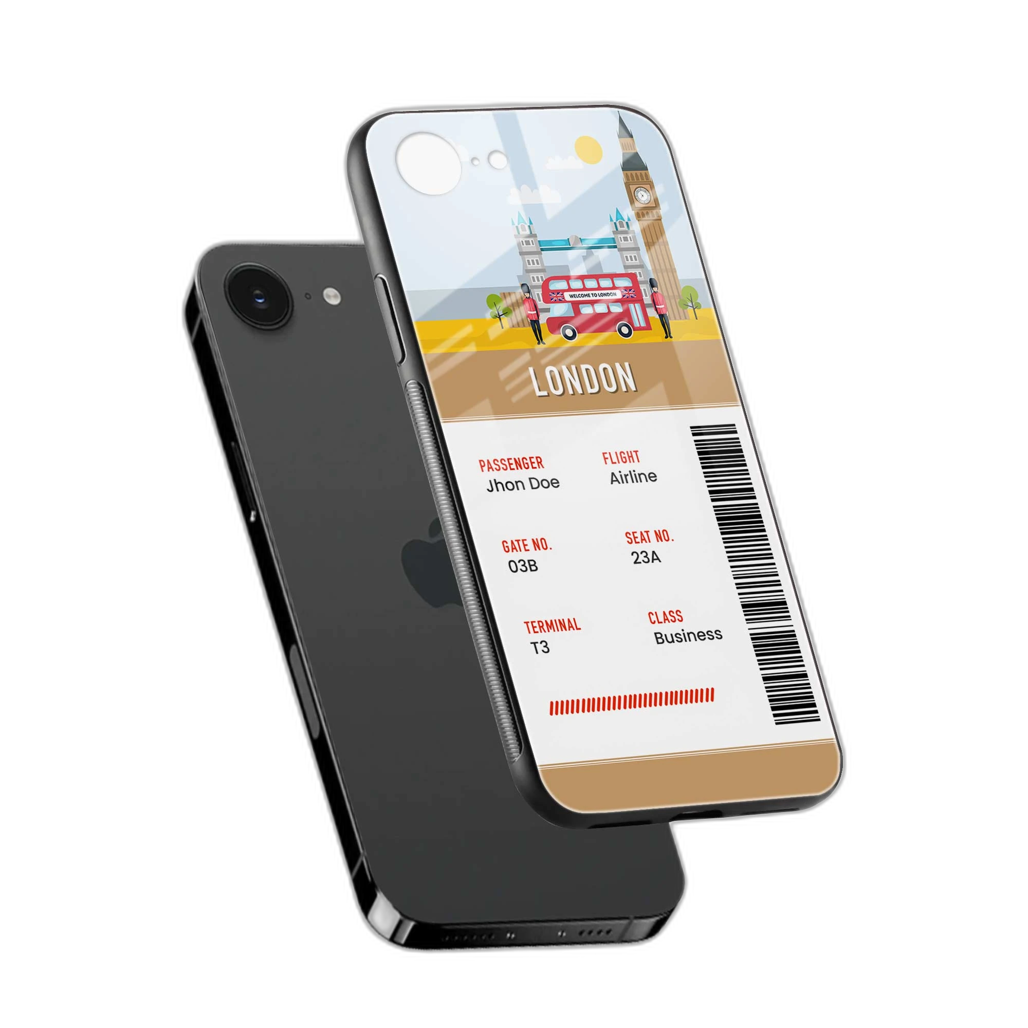 London Boarding Pass iPhone 16e Back Cover view 2
