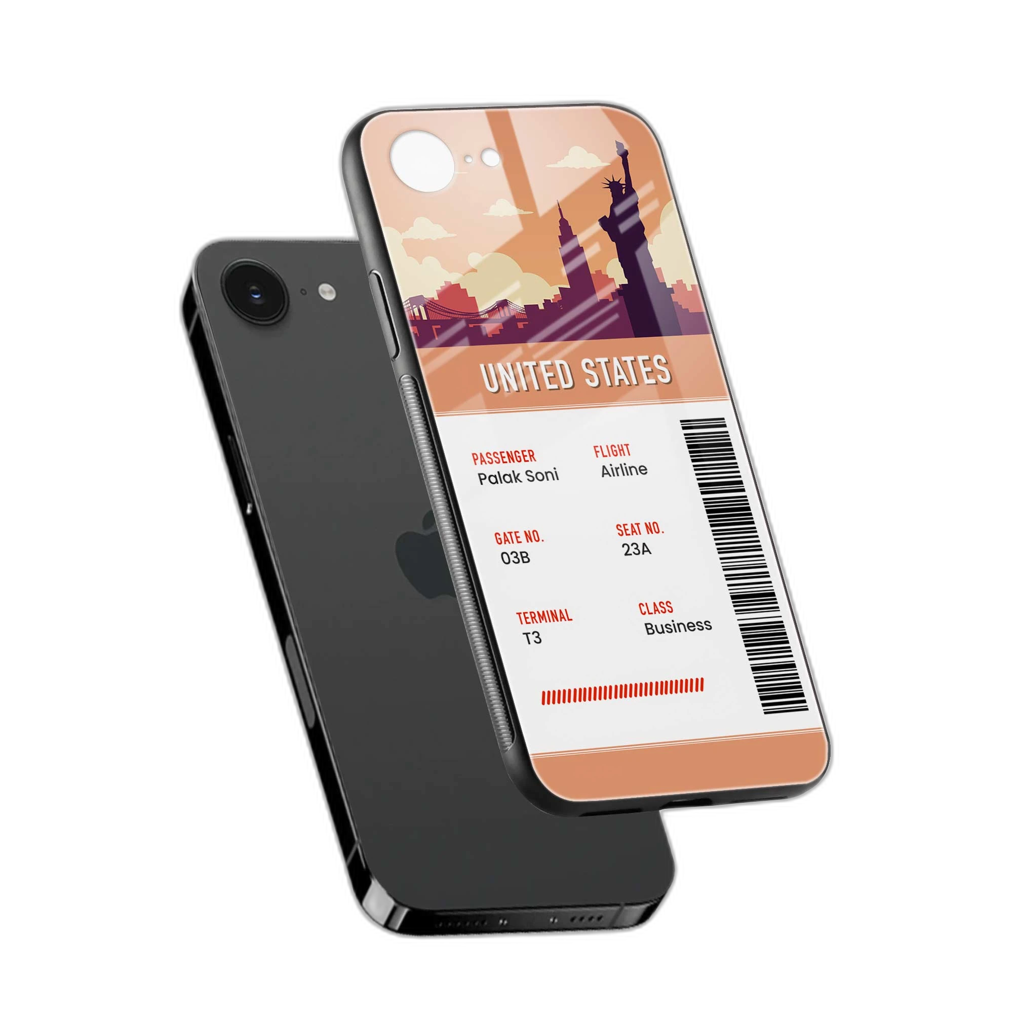 United States Boarding Pass iPhone 16e Back Cover view 2