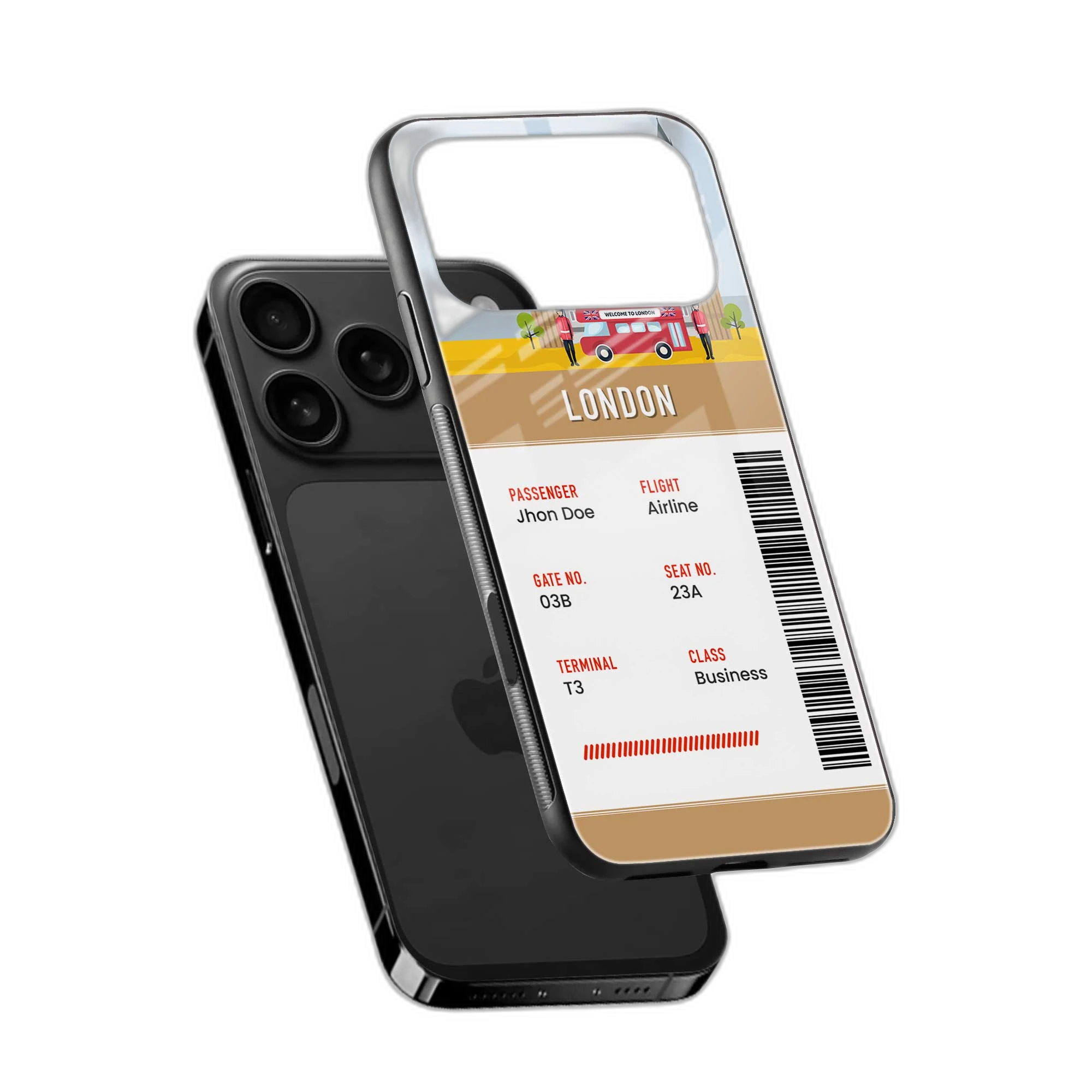 London Boarding Pass iPhone 17 Pro Back Cover view 2