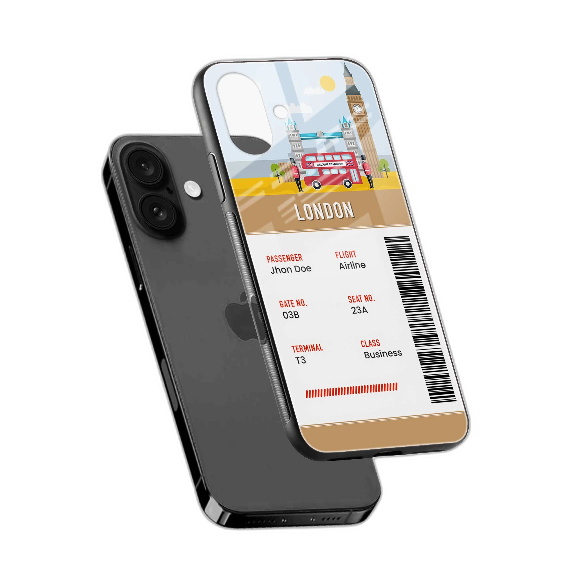 London Boarding Pass iPhone 17 Back Cover view 2