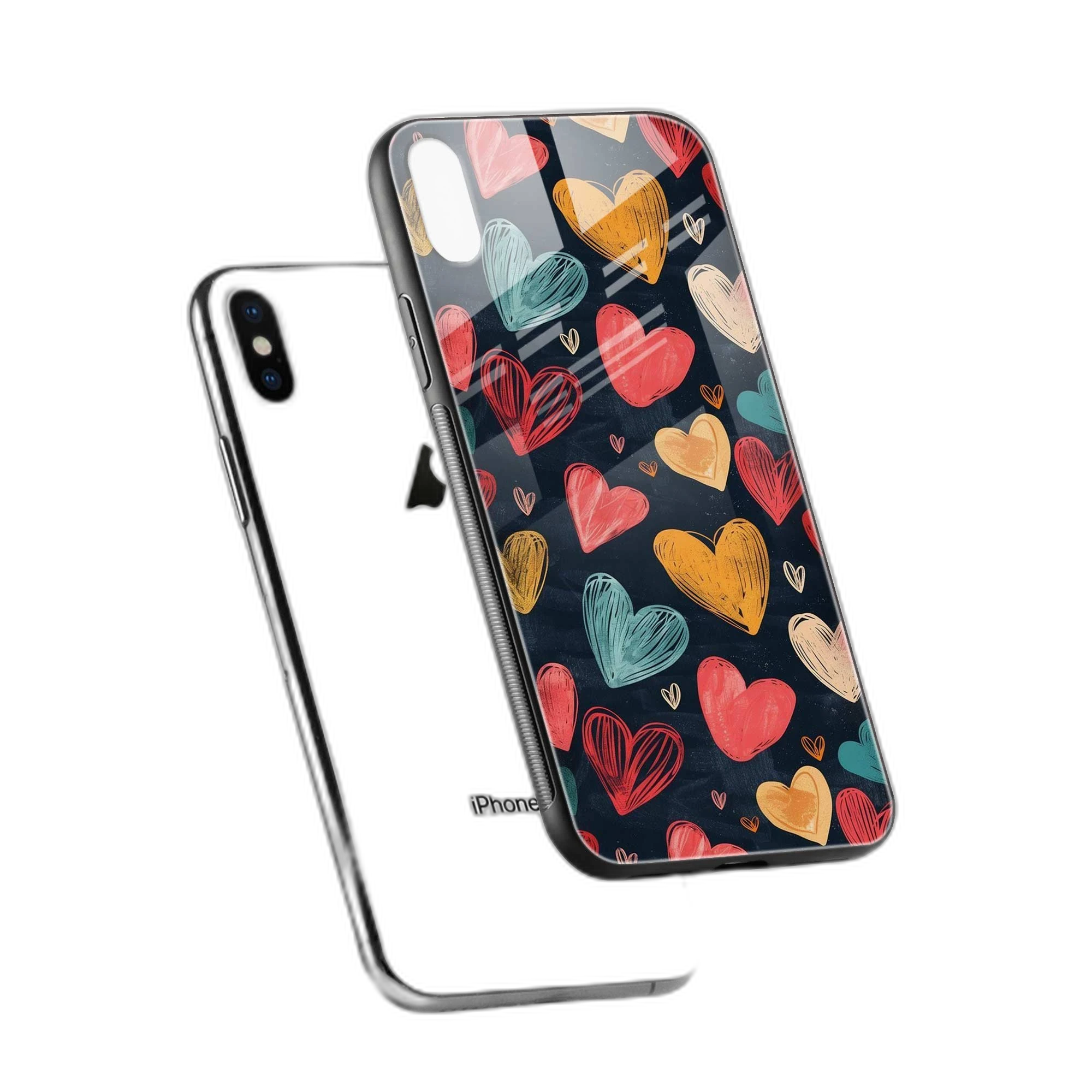 Colorful Hearts iPhone X Back Cover view 2