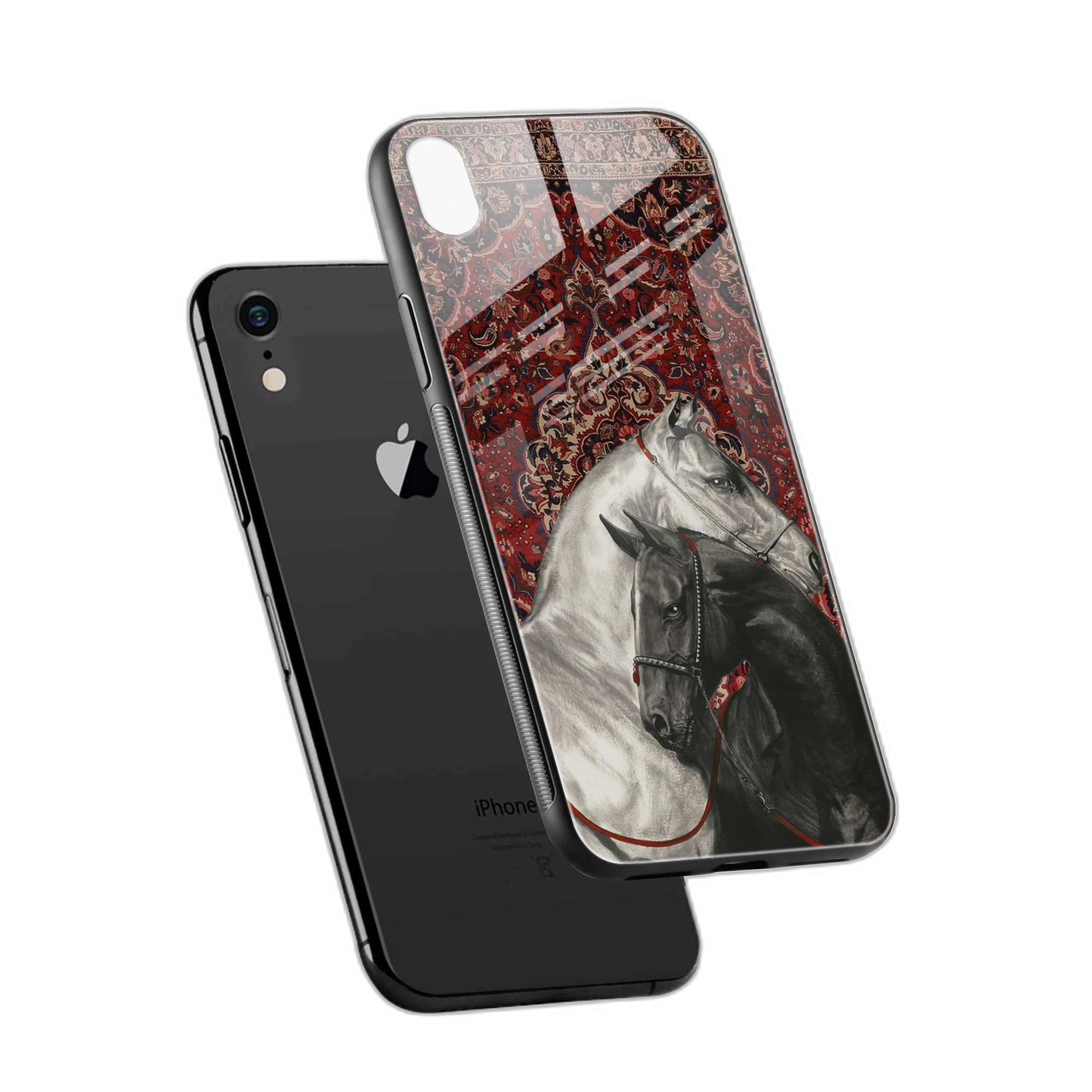 Black And White Horse iPhone XR Back Cover view 2