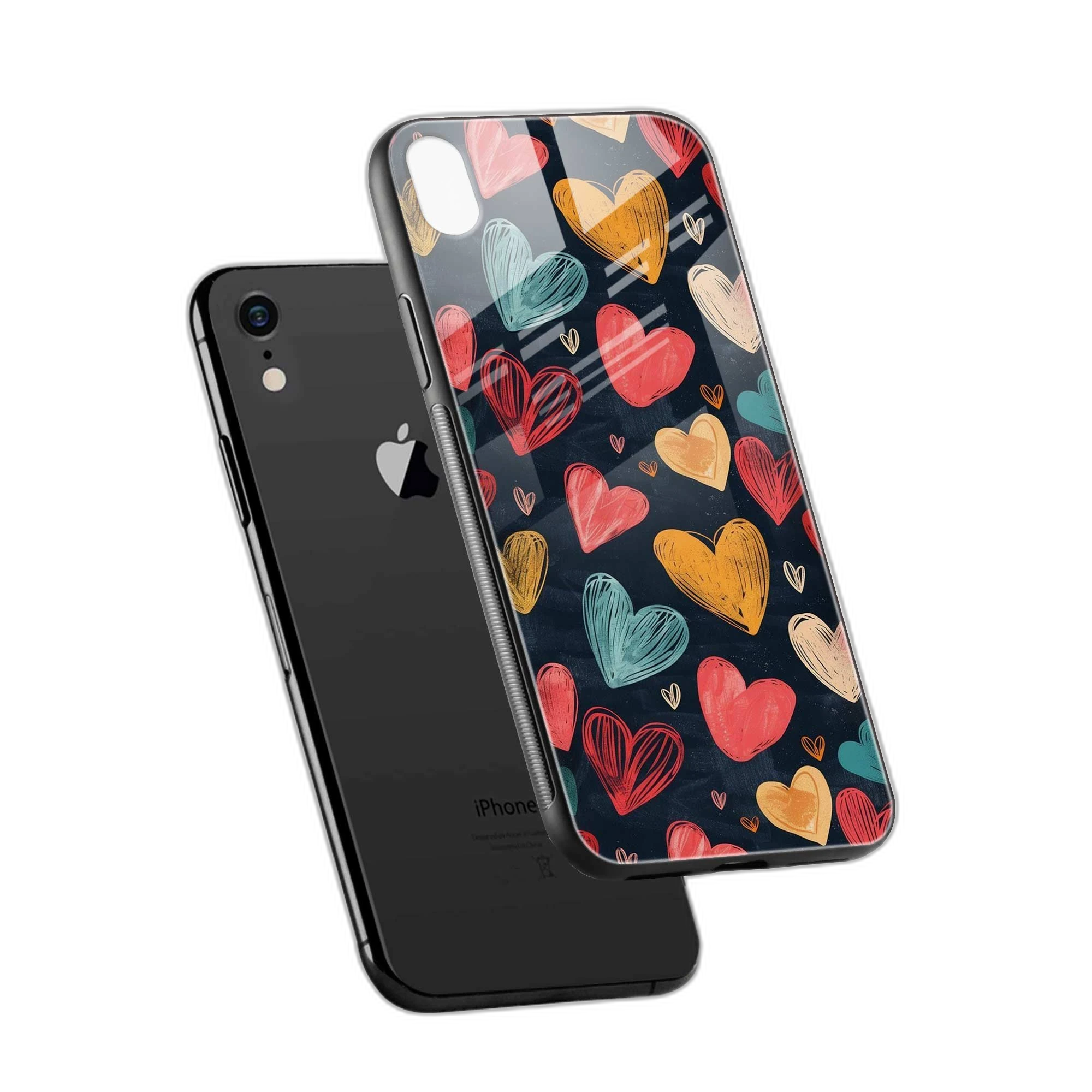 Colorful Hearts iPhone XR Back Cover view 2
