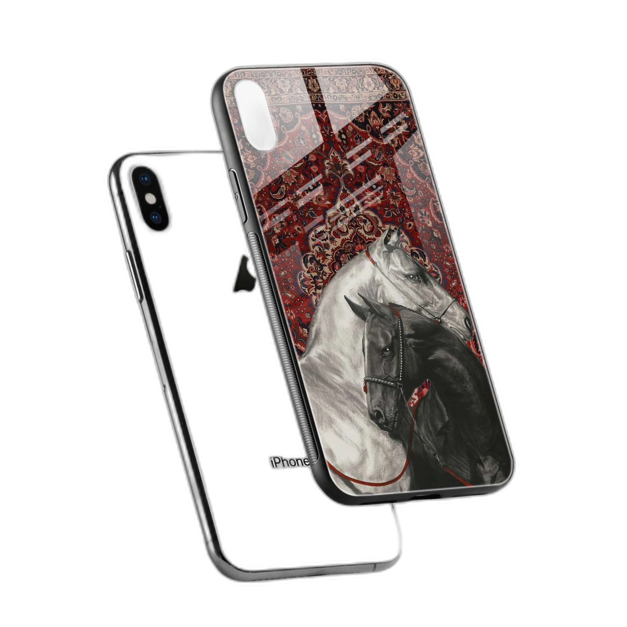 Black And White Horse iPhone XS Max Back Cover view 2