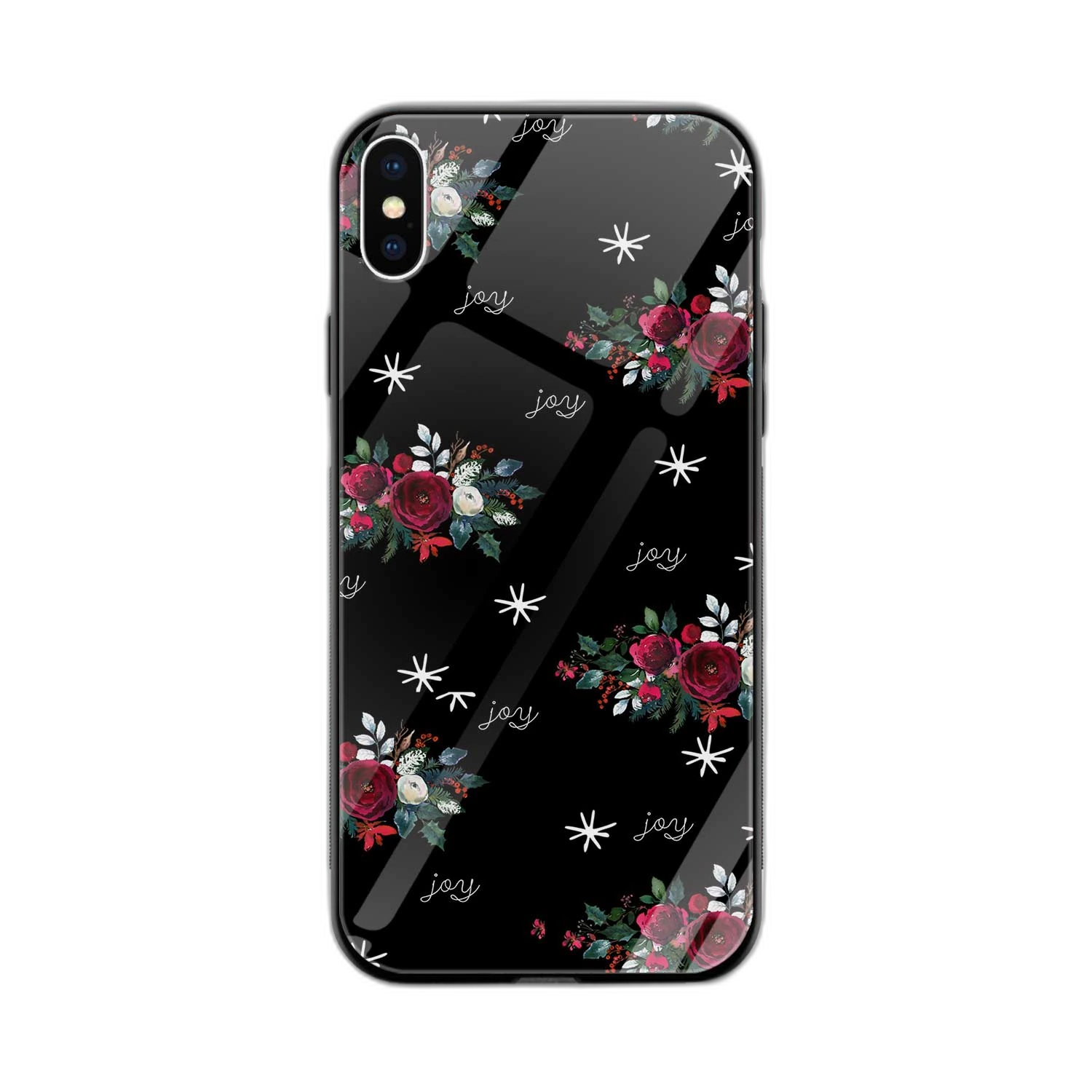 Floral Pattern Black Color iPhone XS Back Cover