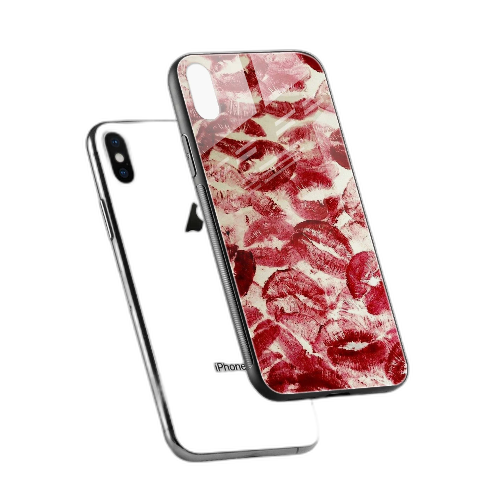 Lipstick Kiss Print iPhone XS Back Cover view 2