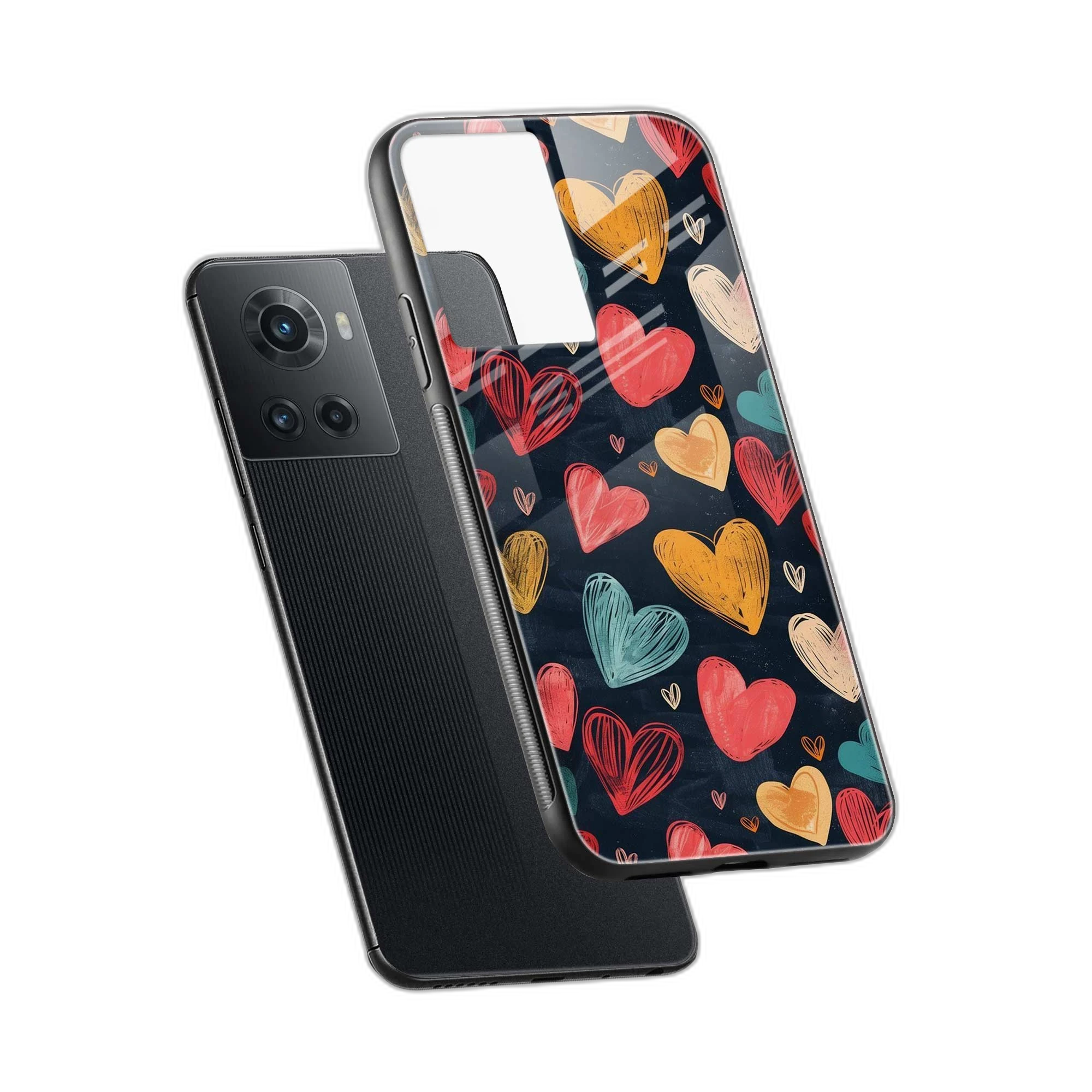 Colorful Hearts OnePlus 10R Back Cover view 2