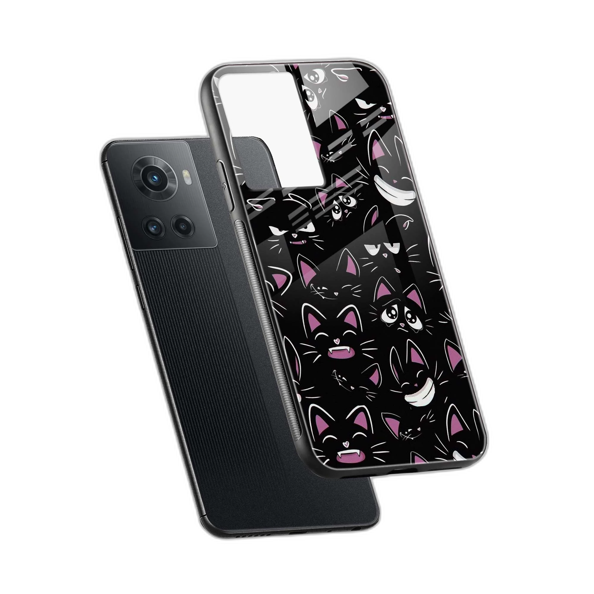 Cute Black Cat OnePlus 10R Back Cover view 2