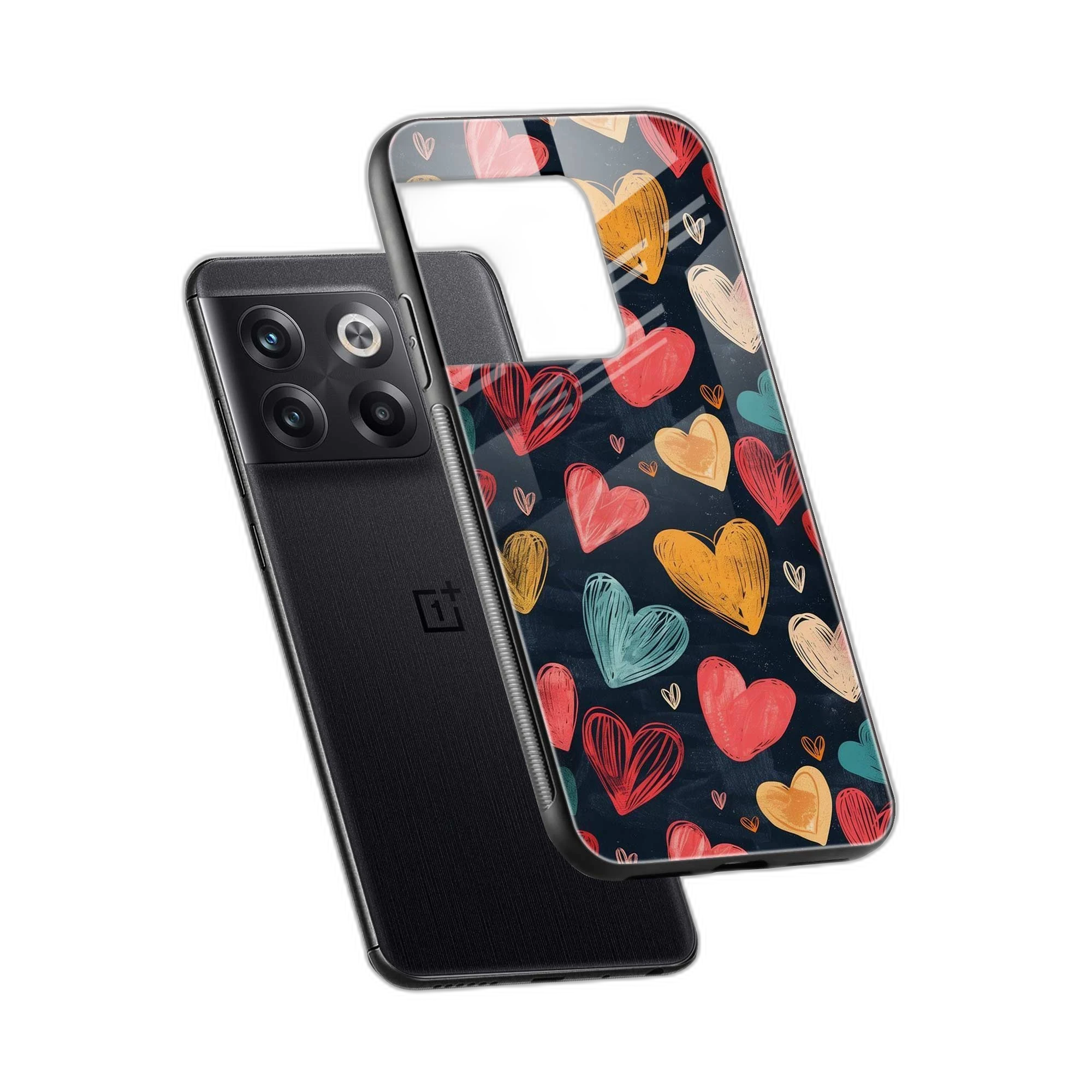 Colorful Hearts OnePlus 10T Back Cover view 2