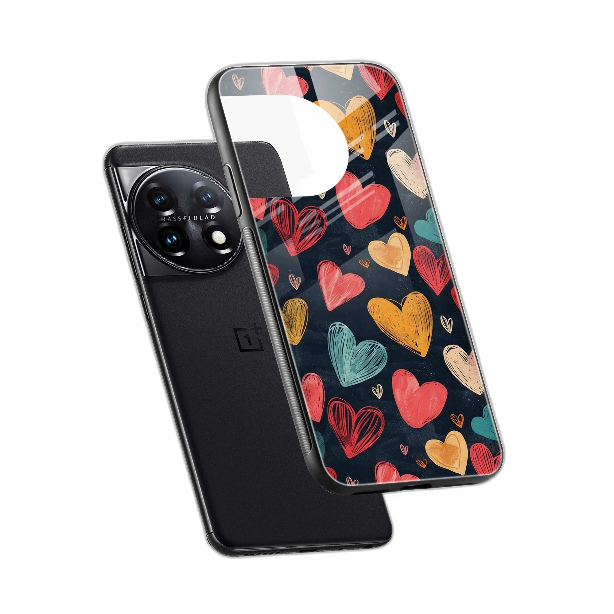 Colorful Hearts OnePlus 11r Back Cover view 2