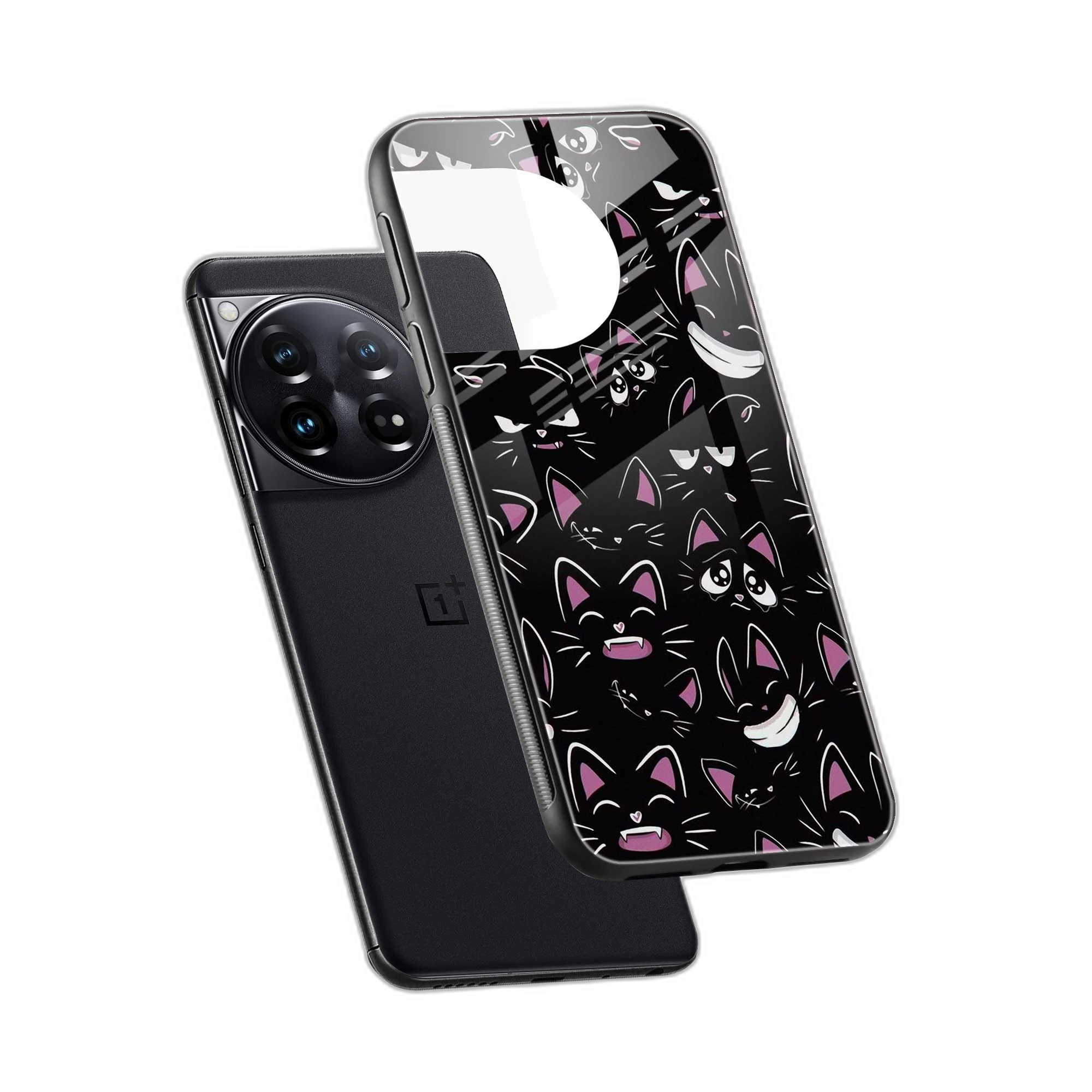 Cute Black Cat OnePlus 12 Back Cover view 2