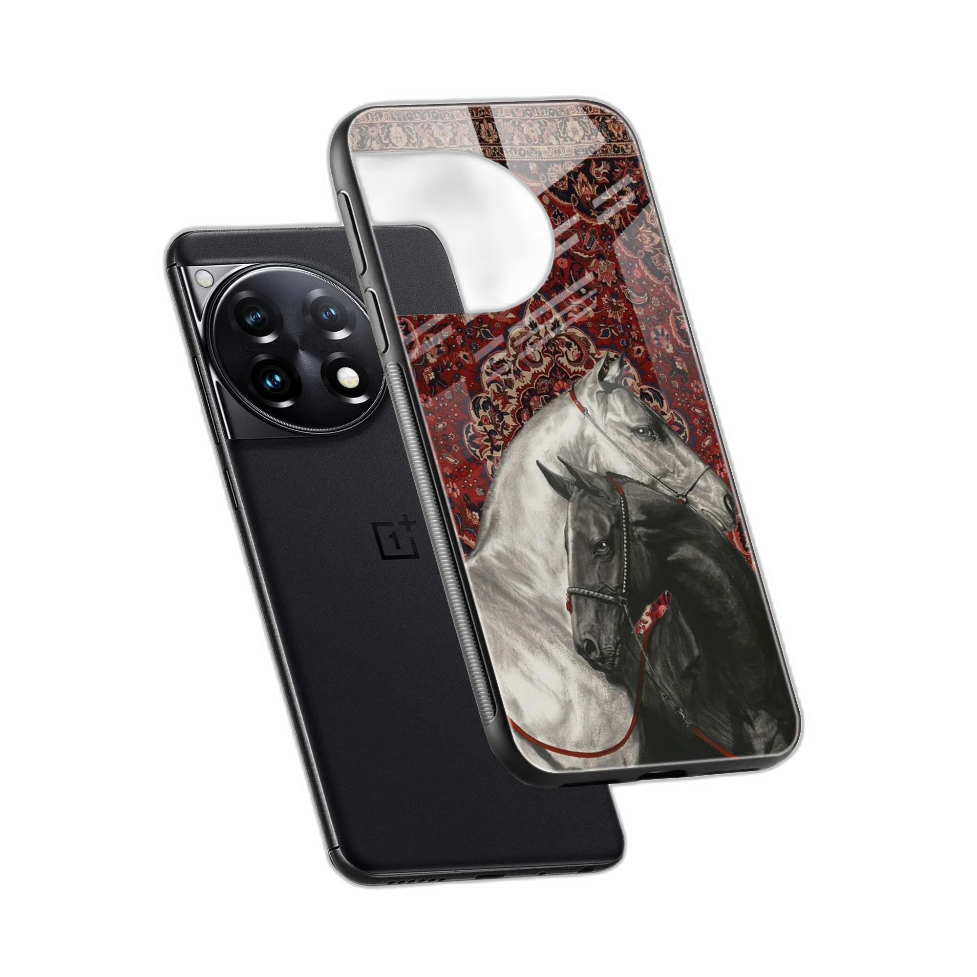 Black And White Horse OnePlus 12r Back Cover view 2