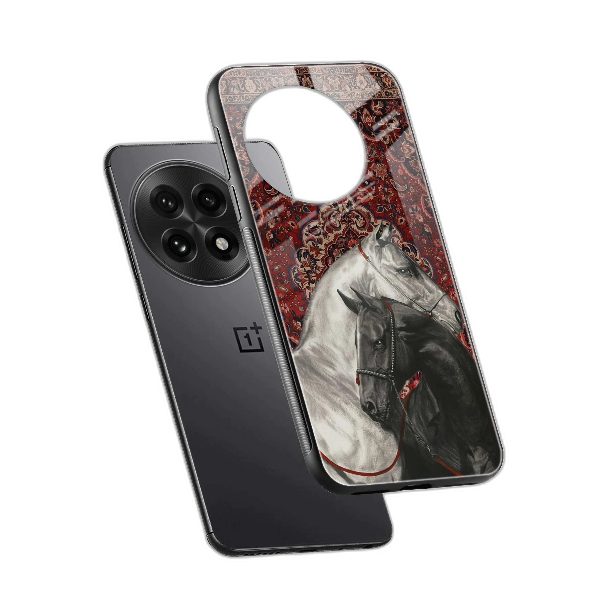 Black And White Horse OnePlus 13 Back Cover view 2