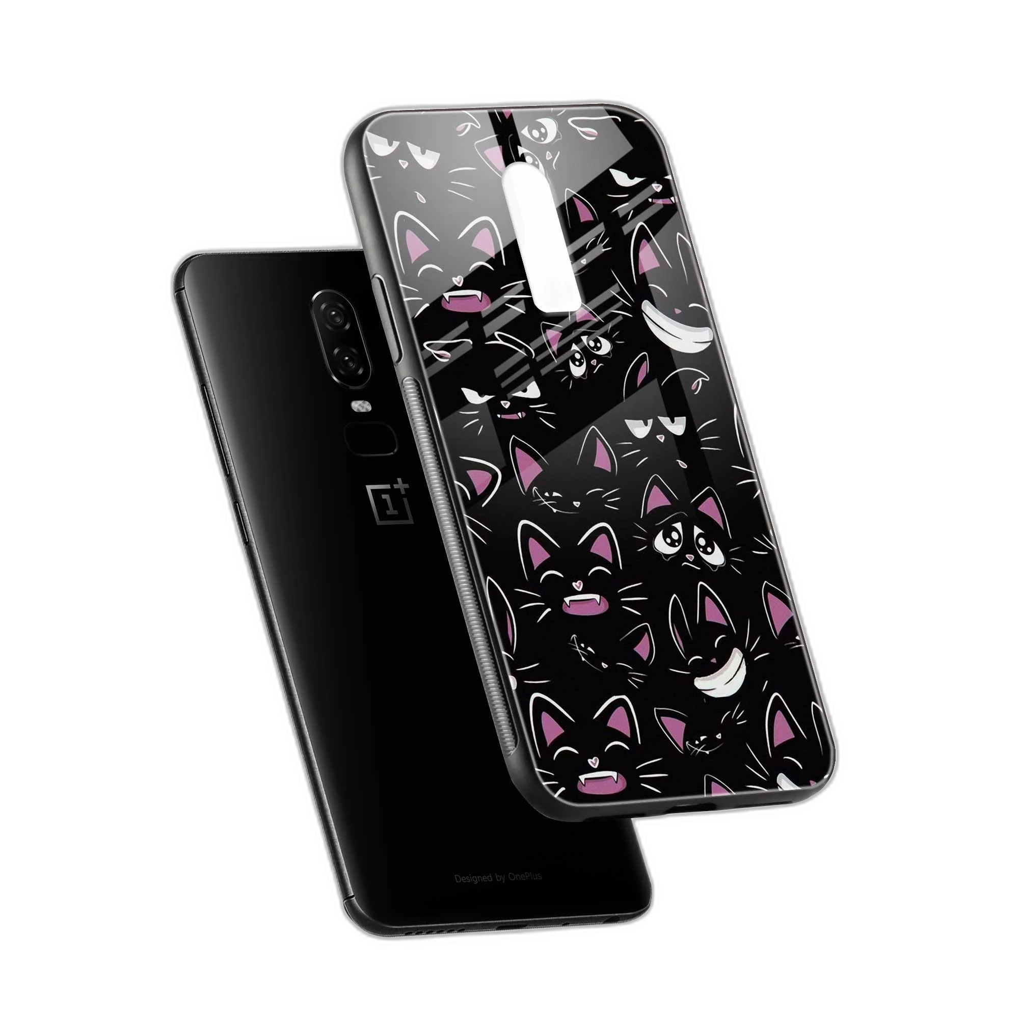 Cute Black Cat OnePlus 6 Back Cover view 2