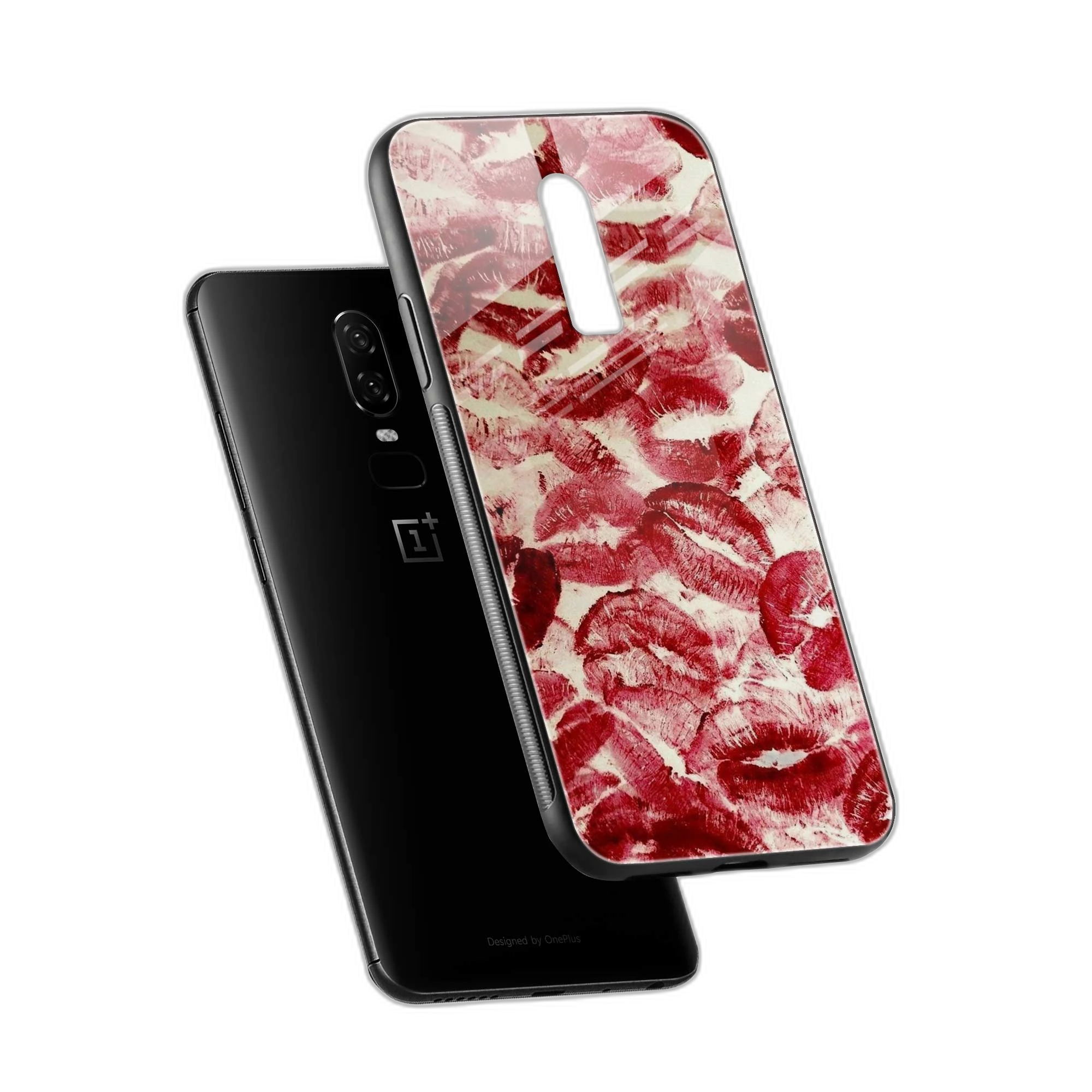 Lipstick Kiss Print OnePlus 6 Back Cover view 2