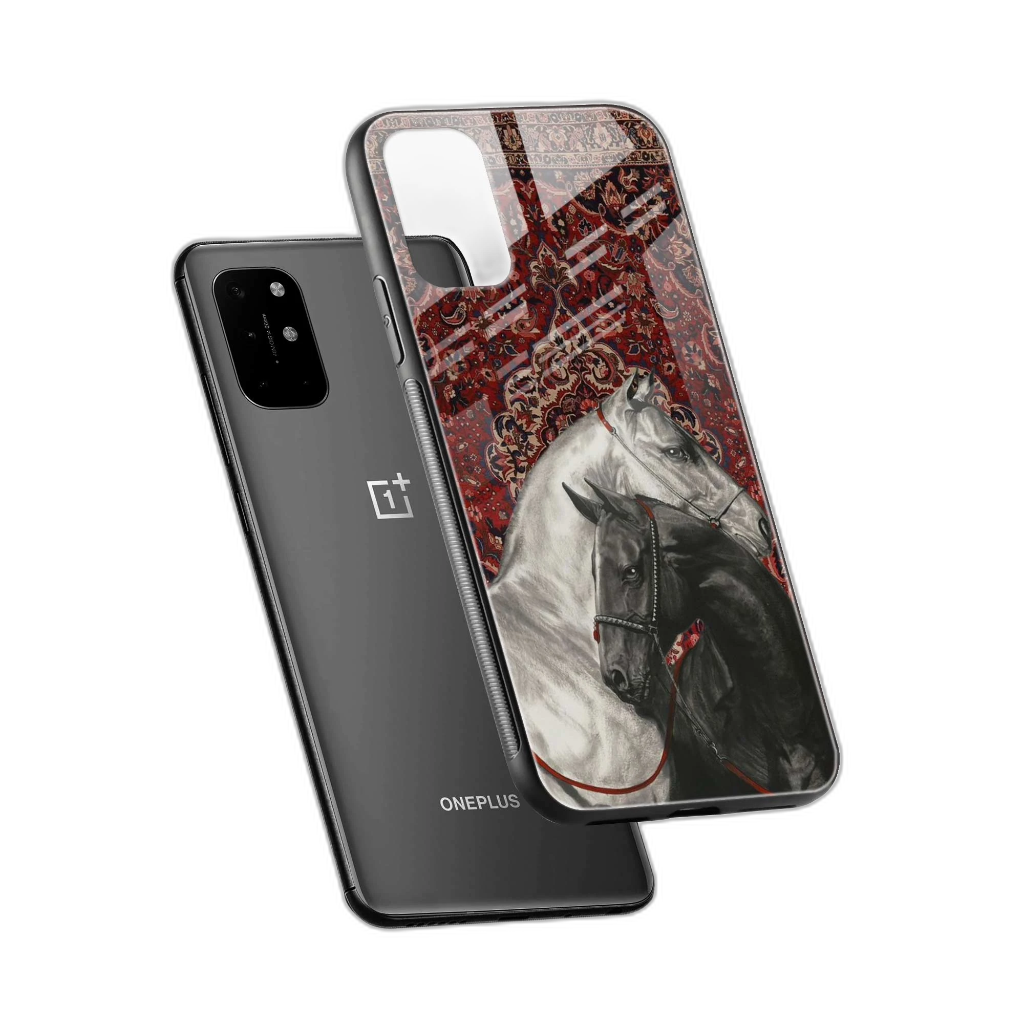 Black And White Horse OnePlus 8T Back Cover view 2