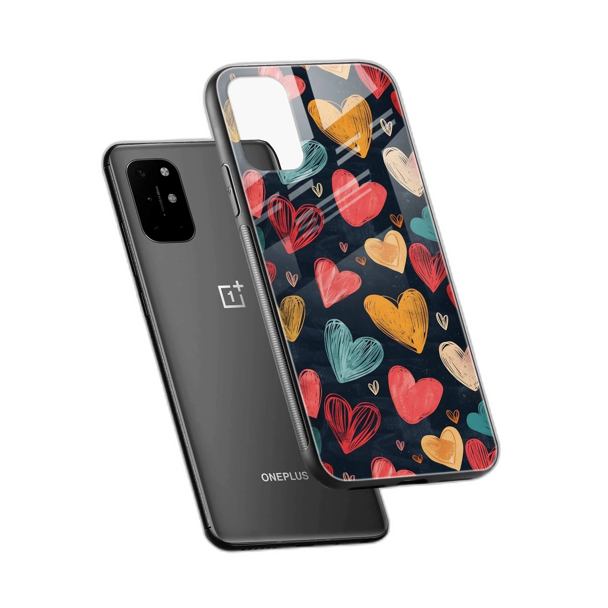 Colorful Hearts OnePlus 8T Back Cover view 2
