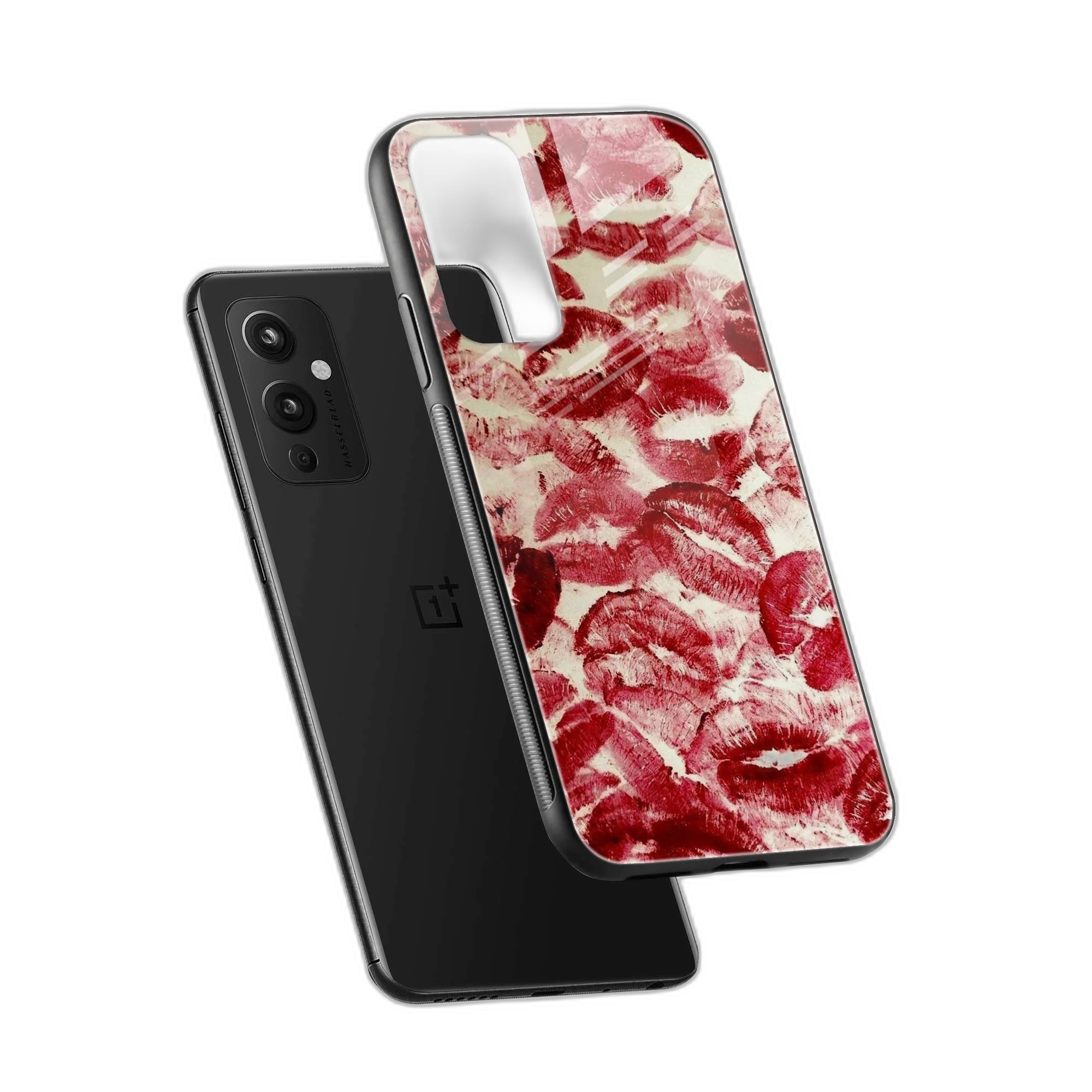 Lipstick Kiss Print OnePlus 9 Back Cover view 2