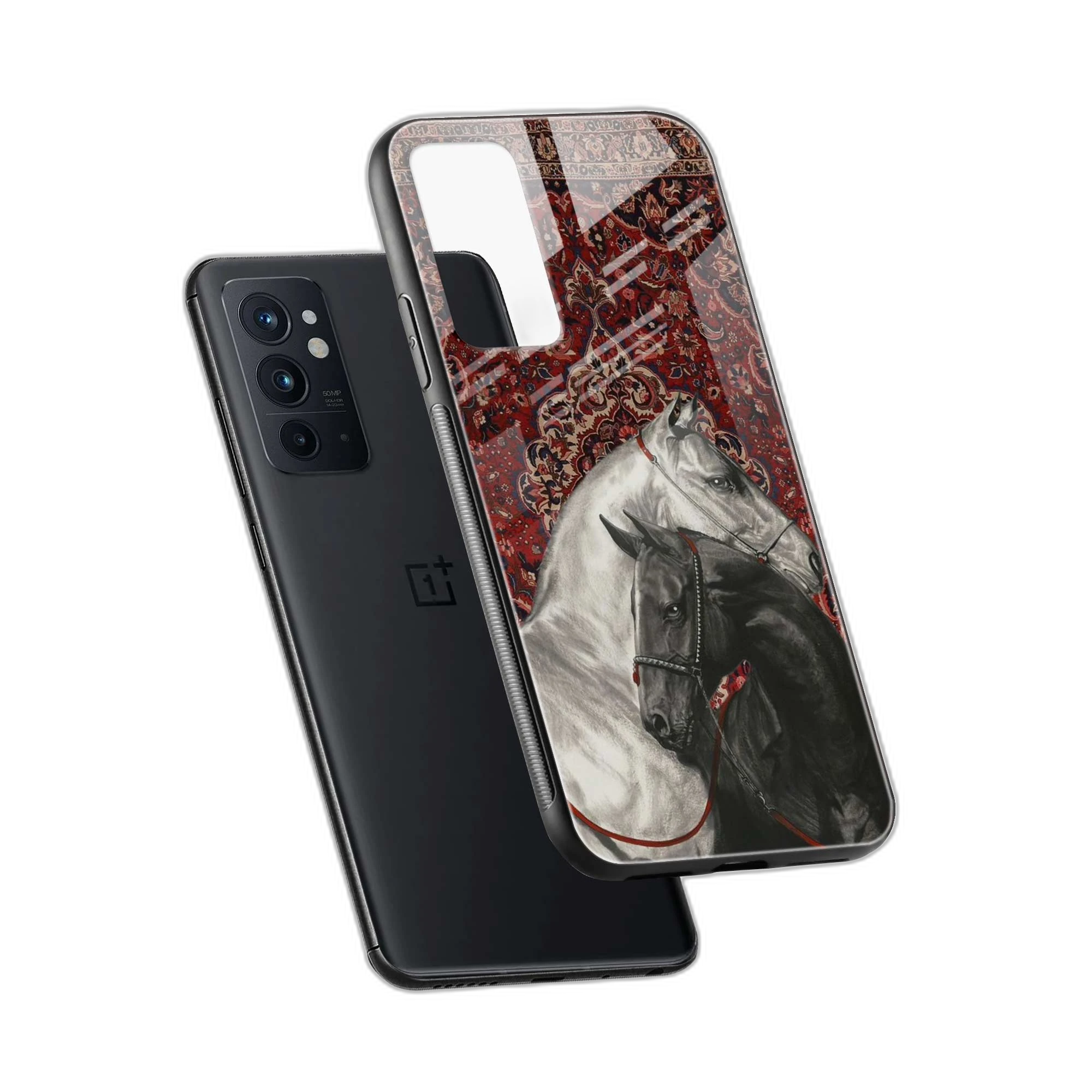 Black And White Horse OnePlus 9RT Back Cover view 2