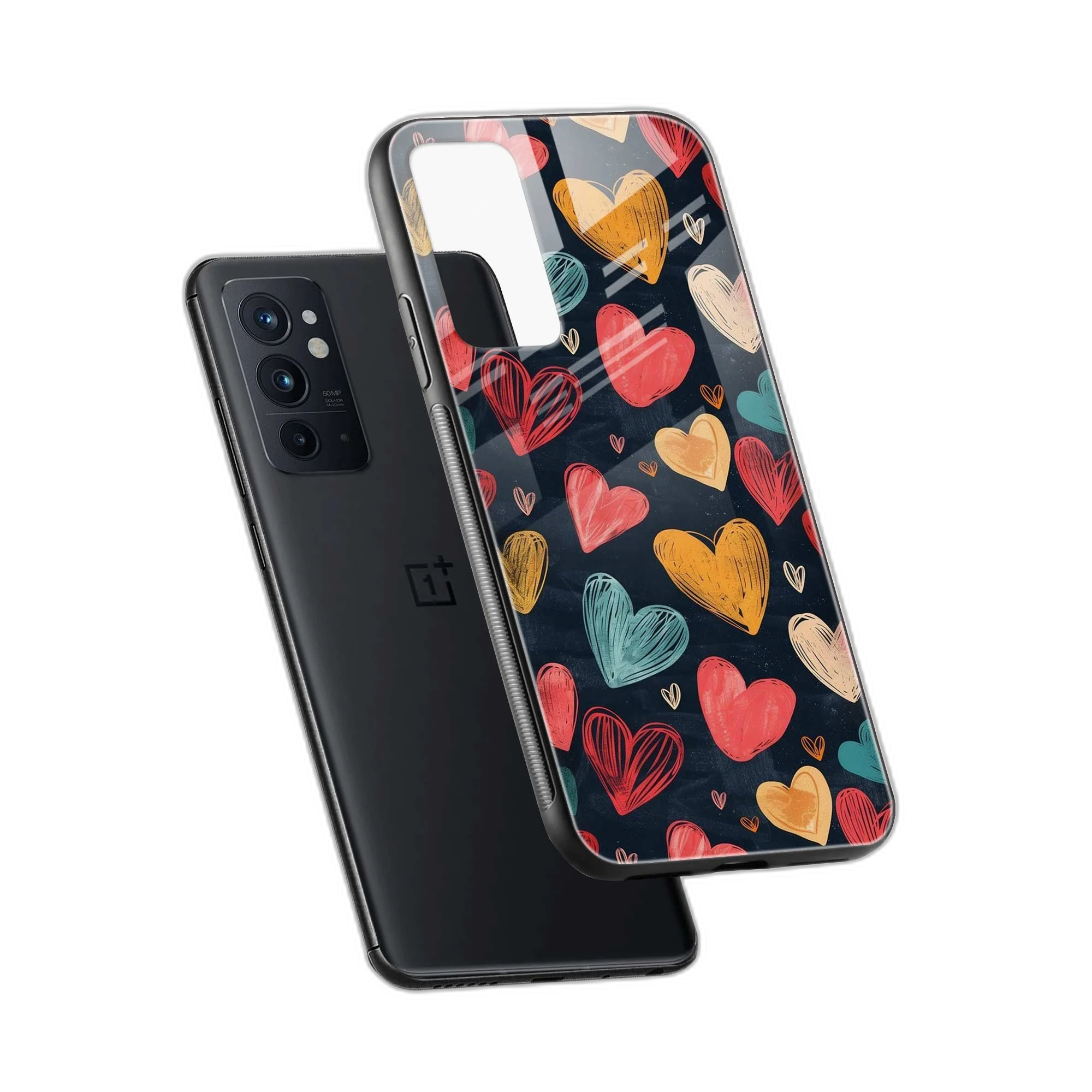 Colorful Hearts OnePlus 9RT Back Cover view 2