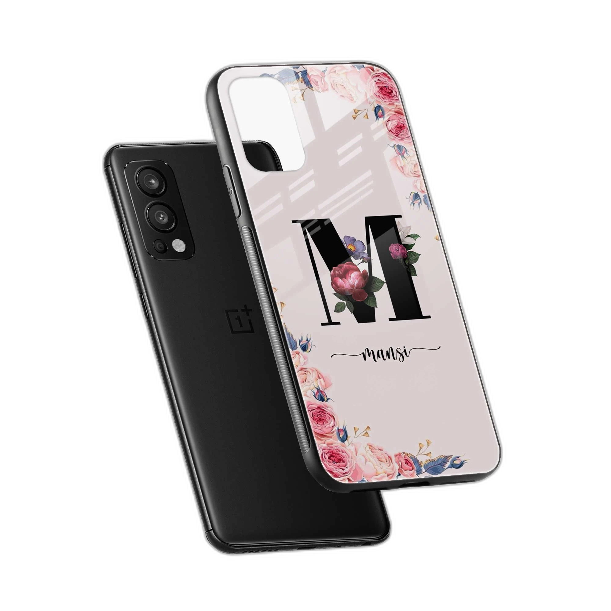 Floral Personalised Name OnePlus Nord 2 Back Cover view 2