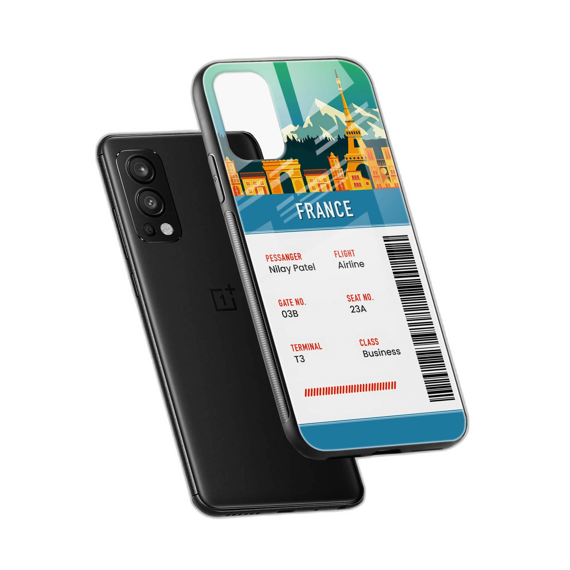 France Boarding Pass OnePlus Nord 2 Back Cover view 2
