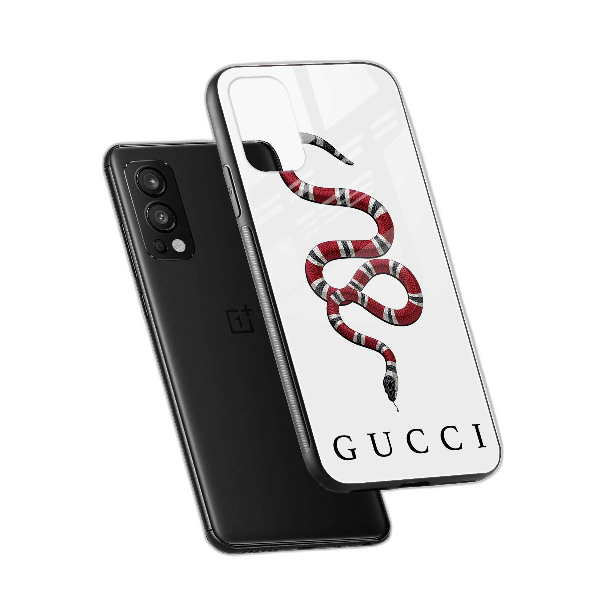 White Gucci Snake OnePlus Nord 2 Back Cover view 2