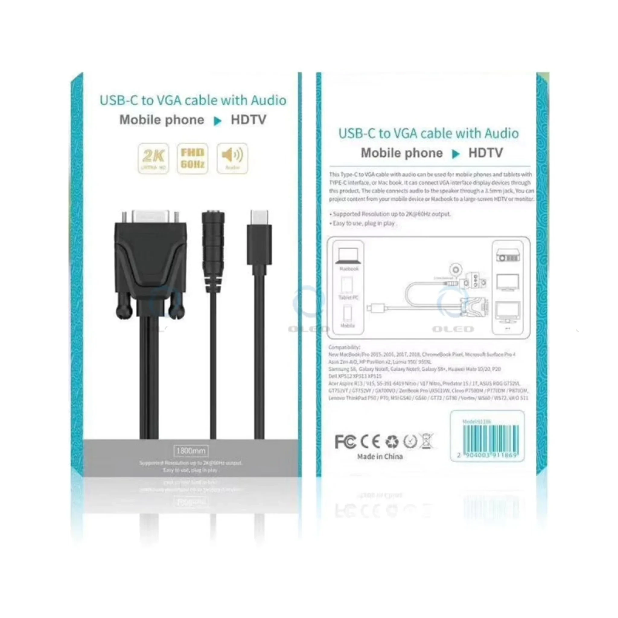 Onten USB-C to VGA Adapter with Audio for High-Definition Video